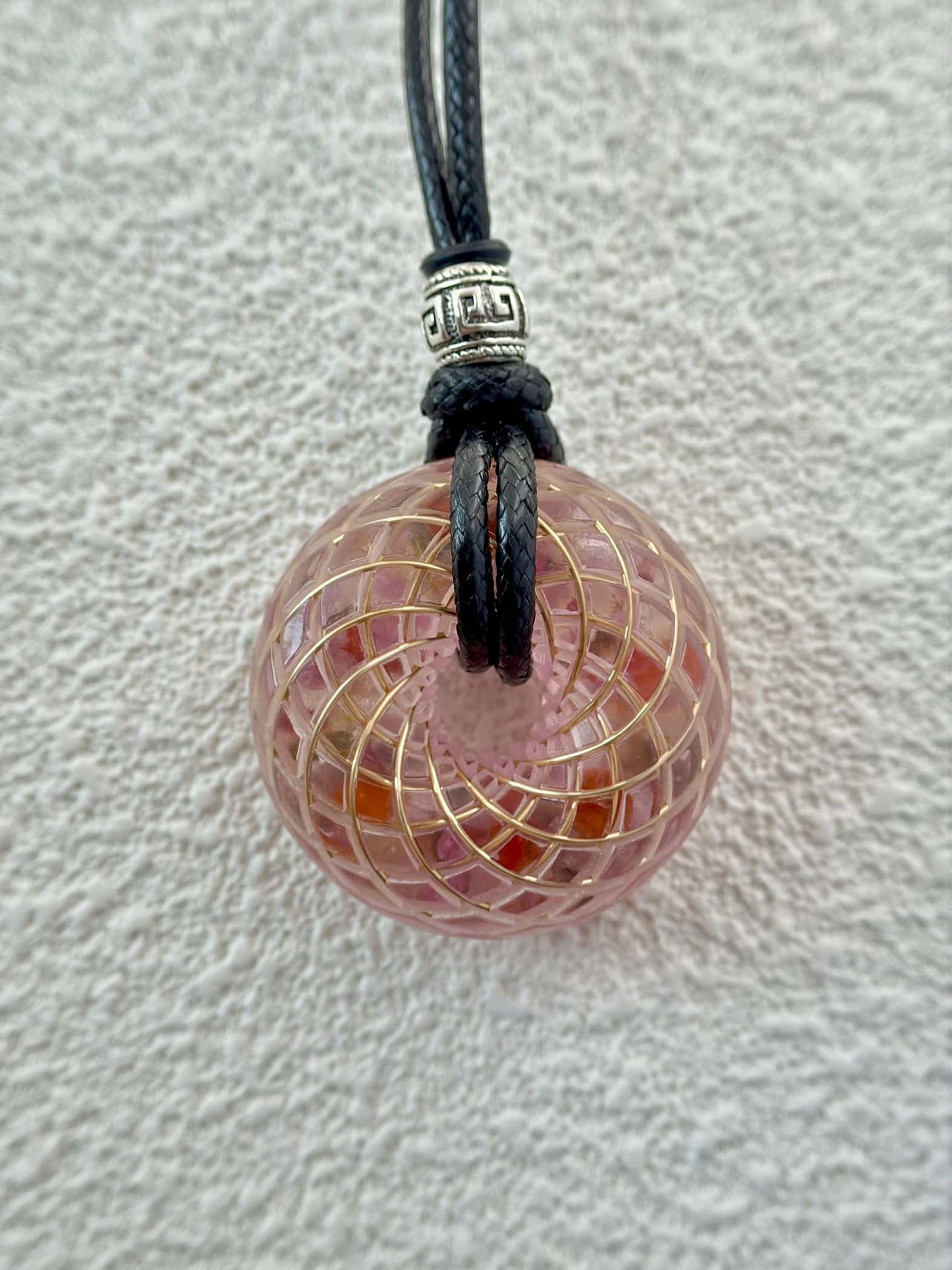 Handmade Rodin Coil Torus Orgonite Pendant Quartz Crystal necklace