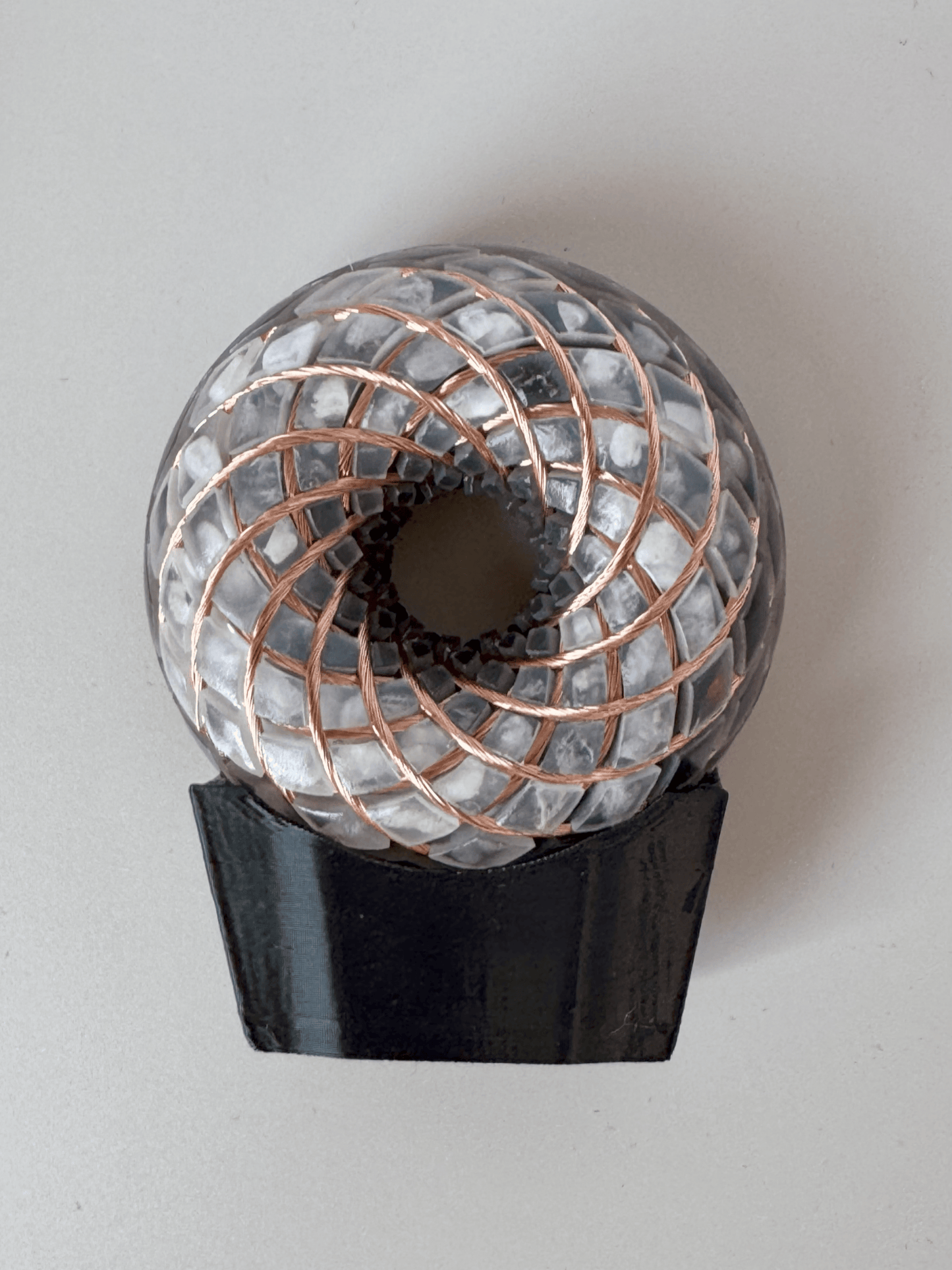 6CM-Handmade Rodin Coil Torus Orgonite Quartz Crystal | Inlaid Crystals Moonstone, Obsidian