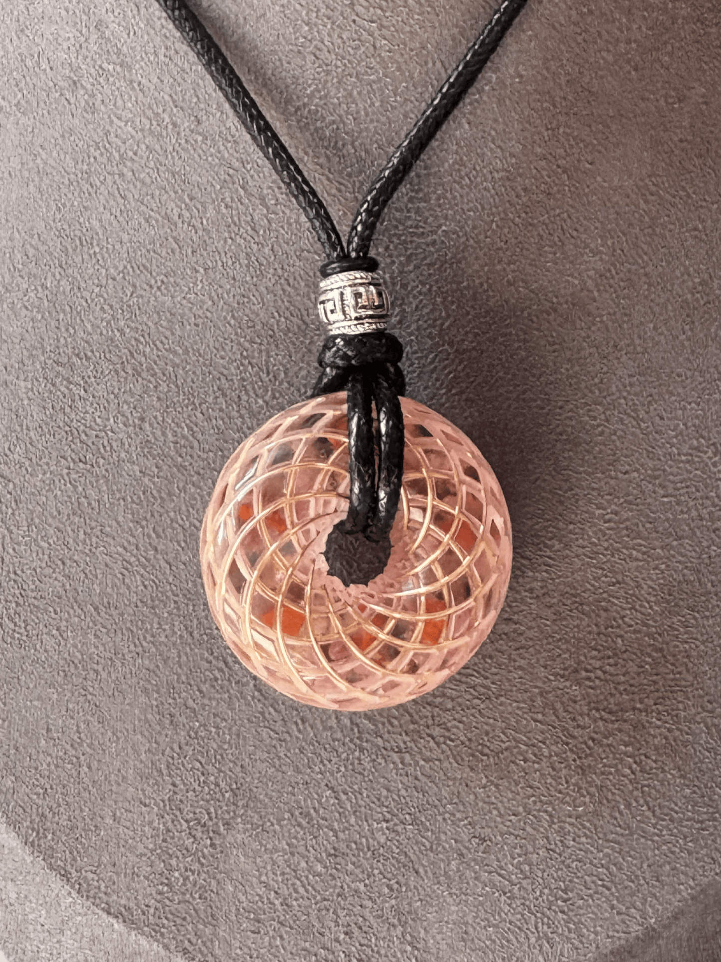 Handmade Rodin Coil Torus Orgonite Pendant Quartz Crystal necklace