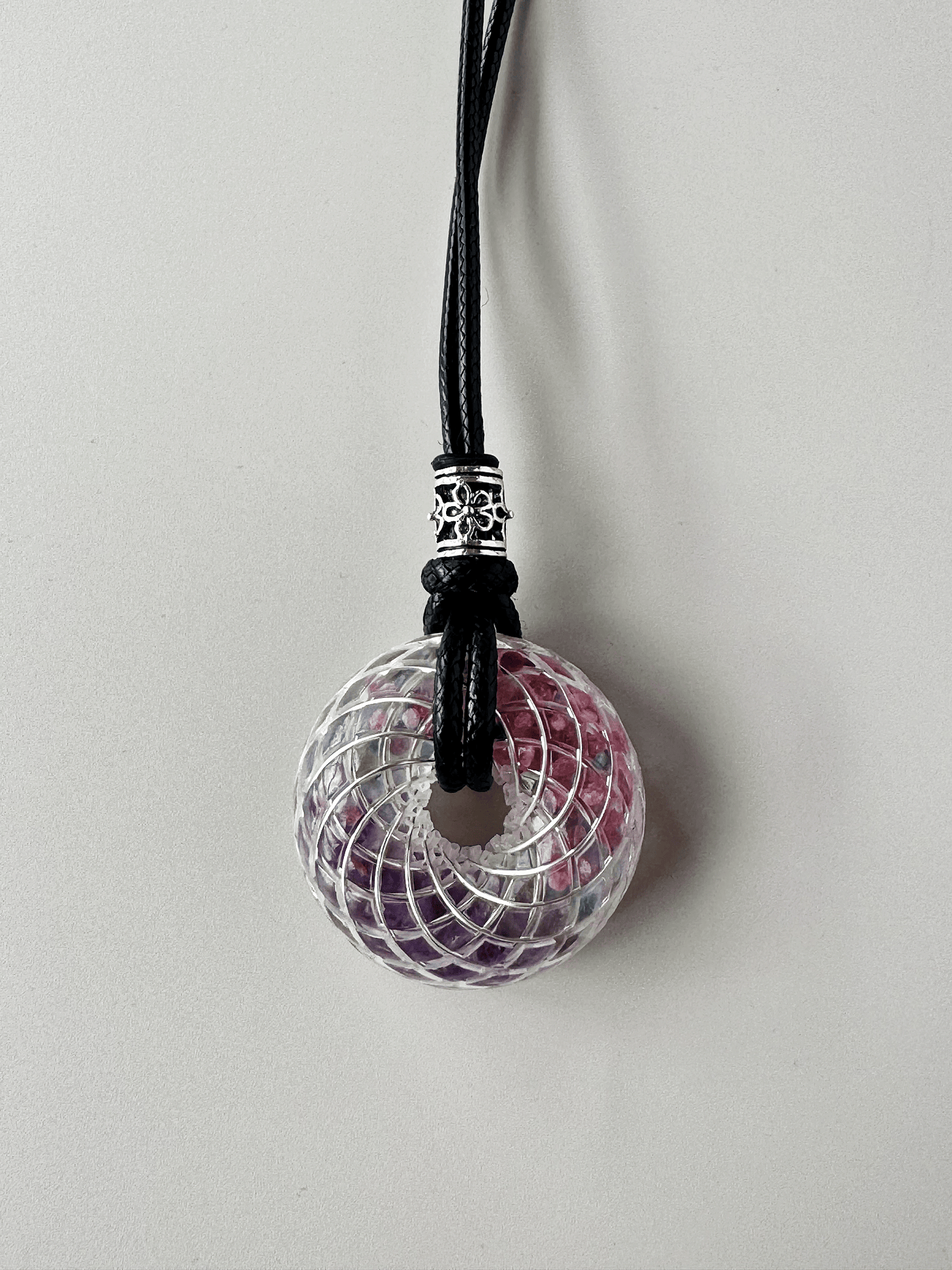 Handmade Rodin Coil Torus Orgonite Pendant Quartz Crystal necklace | Energy Protection and Chakra Balancing