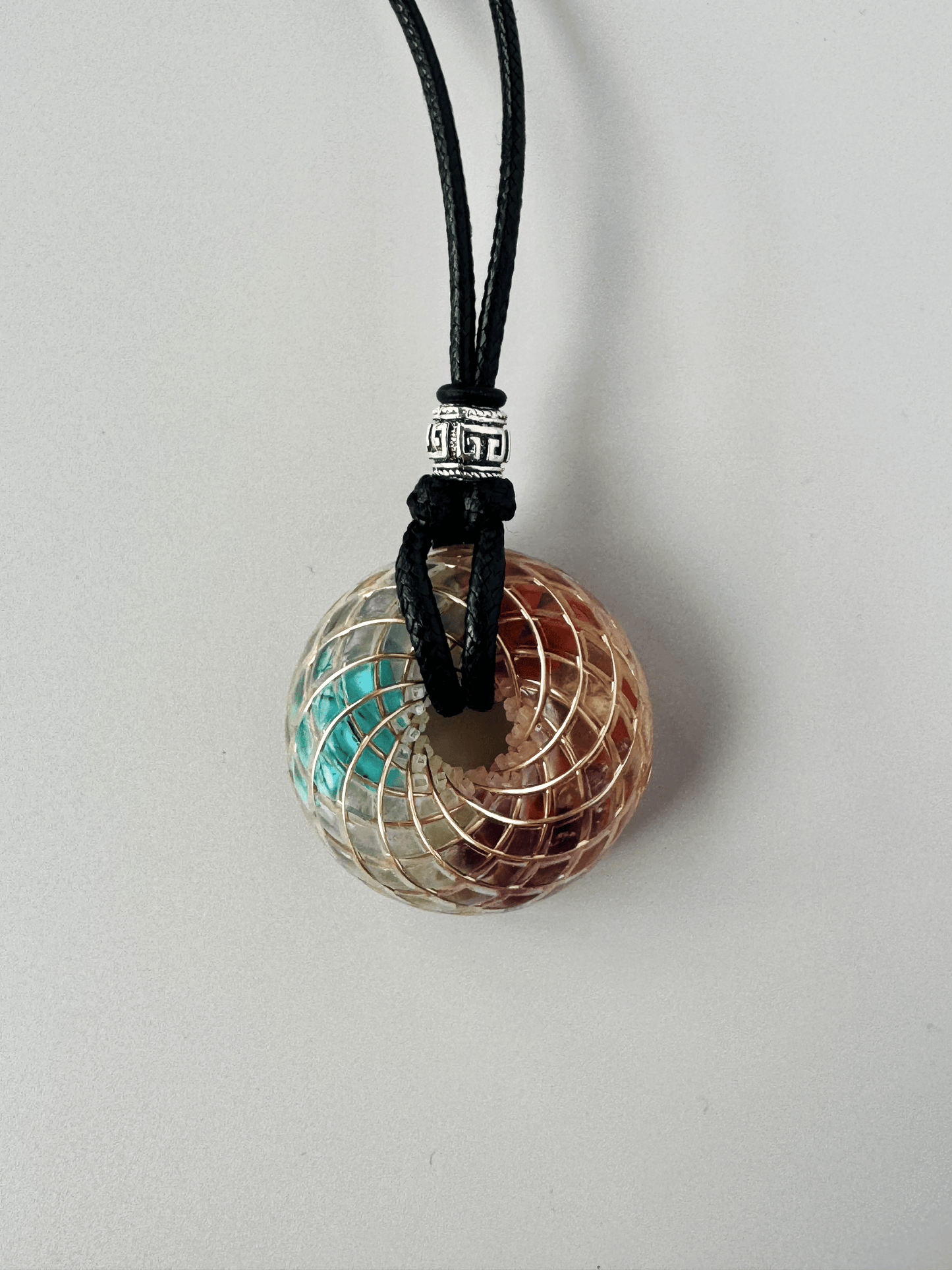 Handmade Rodin Coil Torus Orgonite Pendant Quartz Crystal necklace | Energy Protection and Chakra Balancing