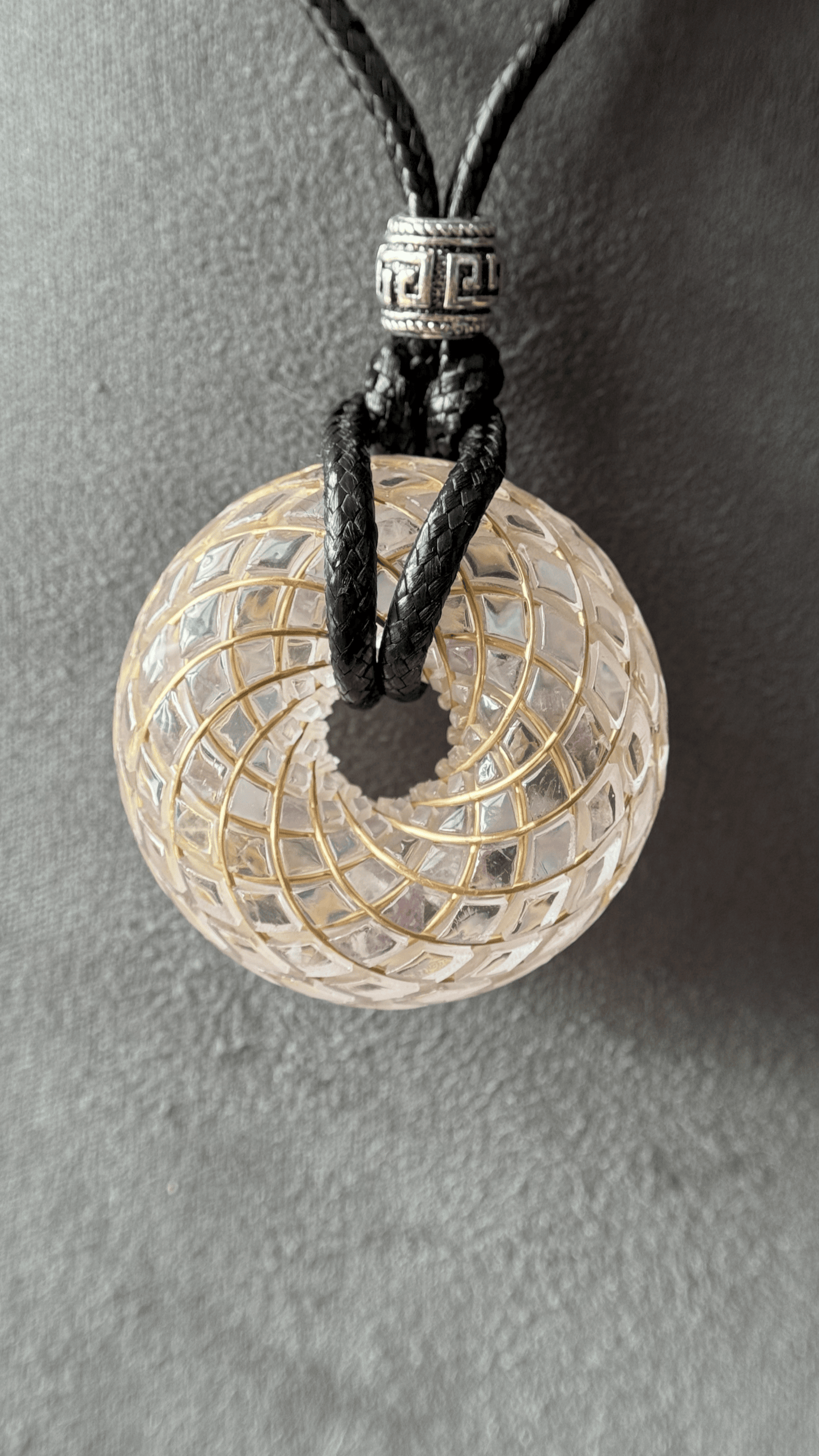 Handmade Rodin Coil Torus Orgonite Pendant Quartz Crystal necklace