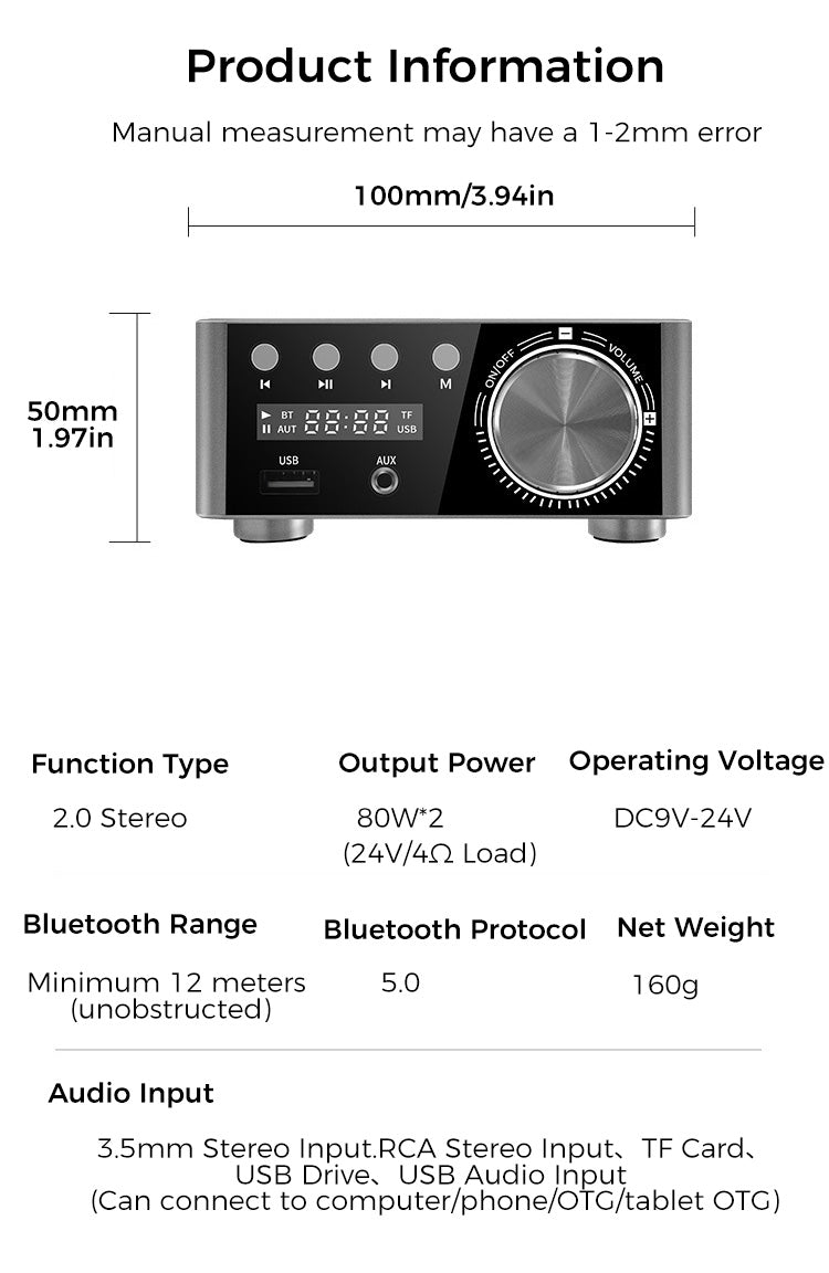 Bluetooth Amplifier & Banana Plug Audio Cable & Bluetooth digital player