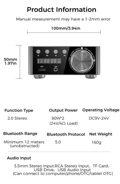 Bluetooth Amplifier & Banana Plug Audio Cable & Bluetooth digital player
