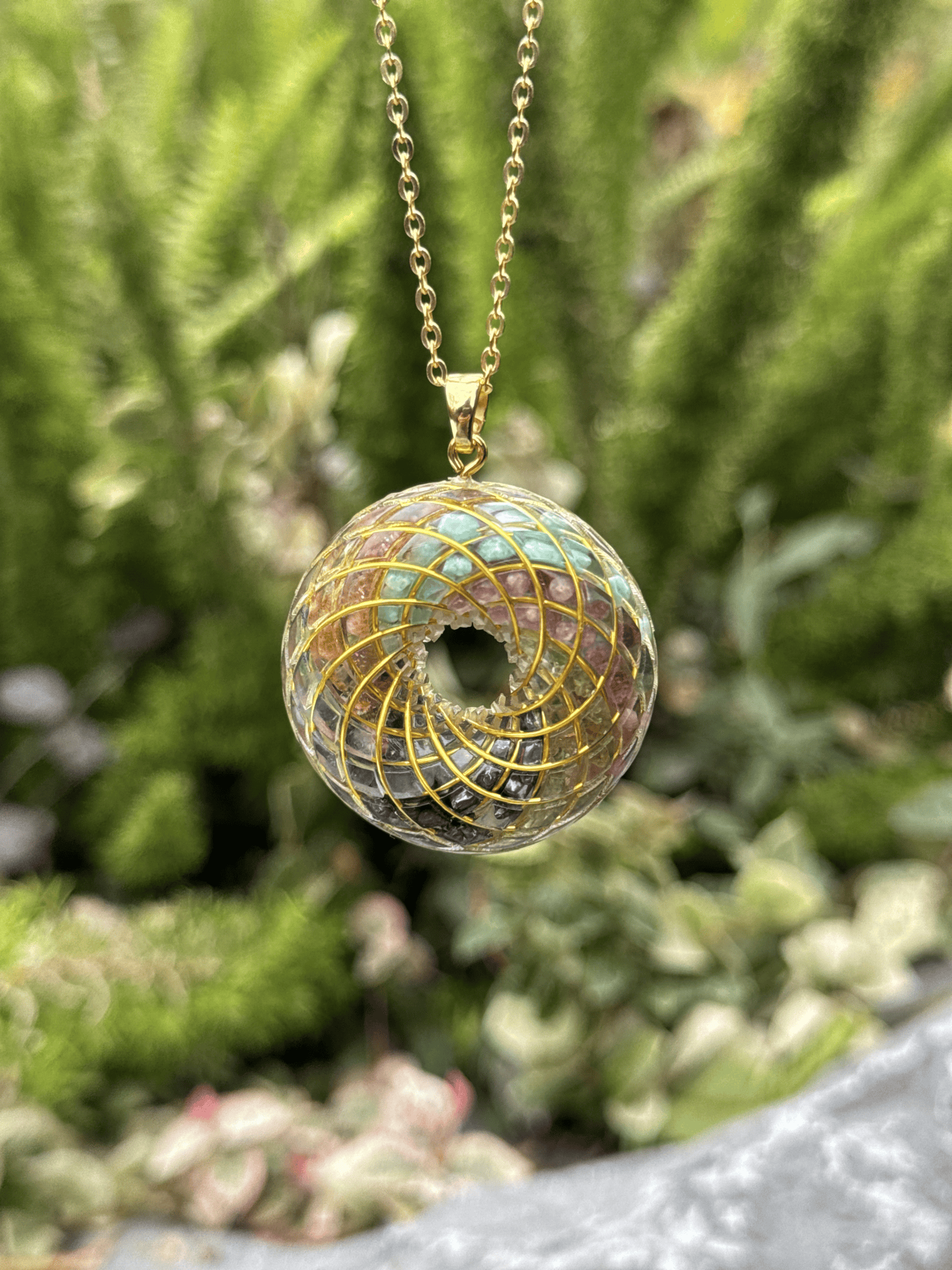 Personalized customization spiritual gift Rodin Coil Torus Orgone Pendant Quartz Crystal necklace flower of life