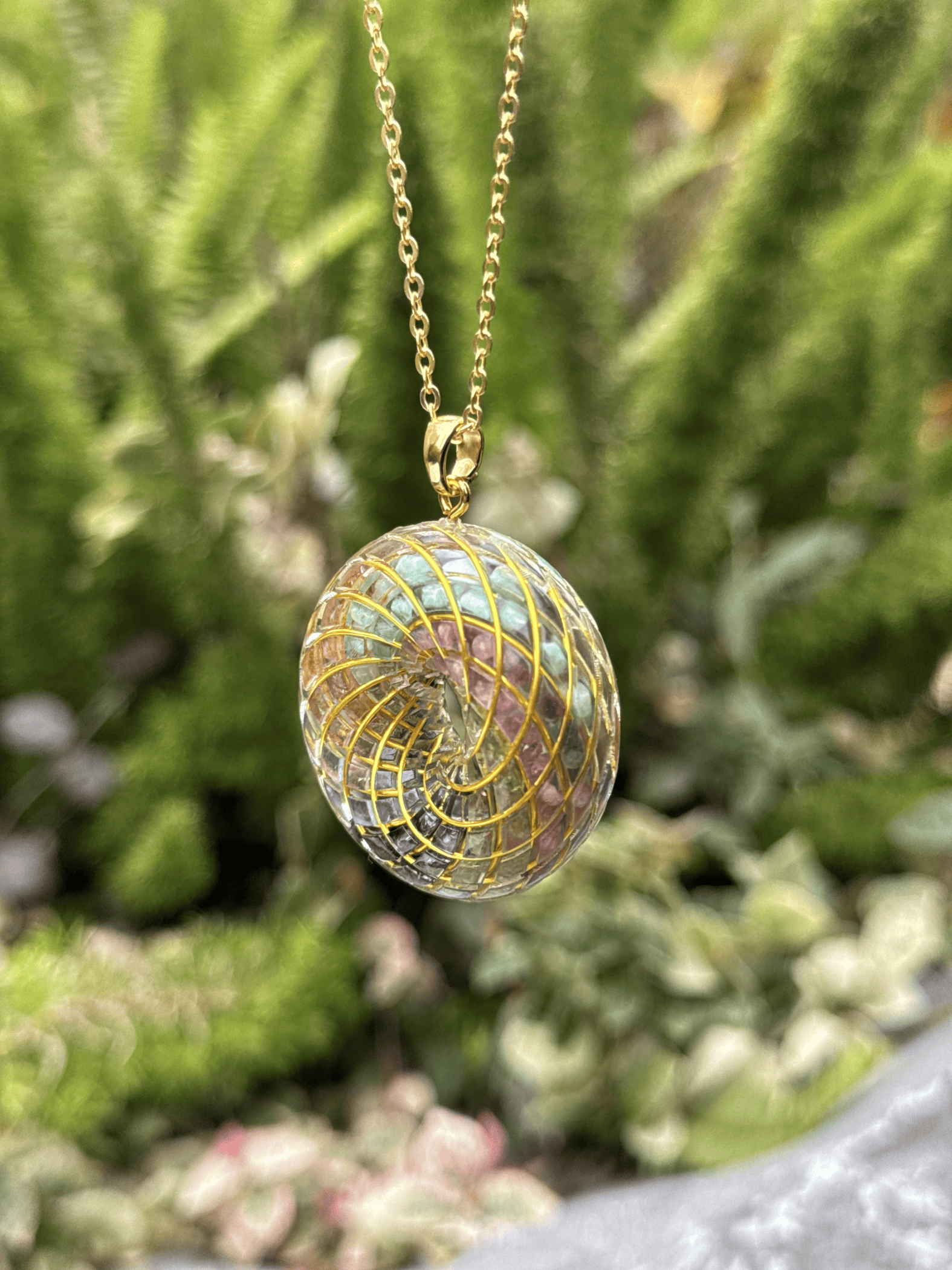 Personalized customization spiritual gift Rodin Coil Torus Orgone Pendant Quartz Crystal necklace flower of life