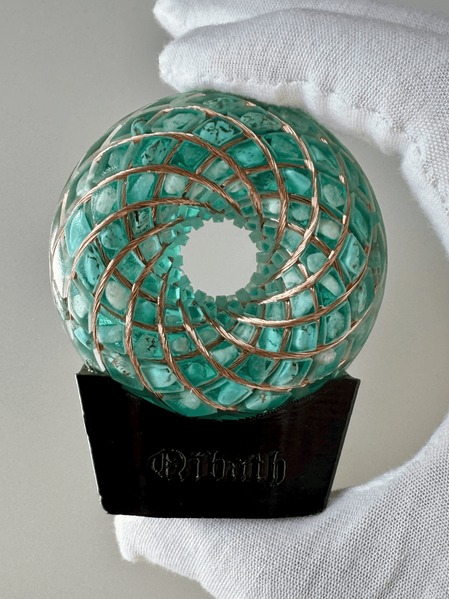 6CM-Handmade Rodin Coil Torus Orgonite Quartz Crystal | Inlaid Crystals Amazonite, Amethyst, Turquoise