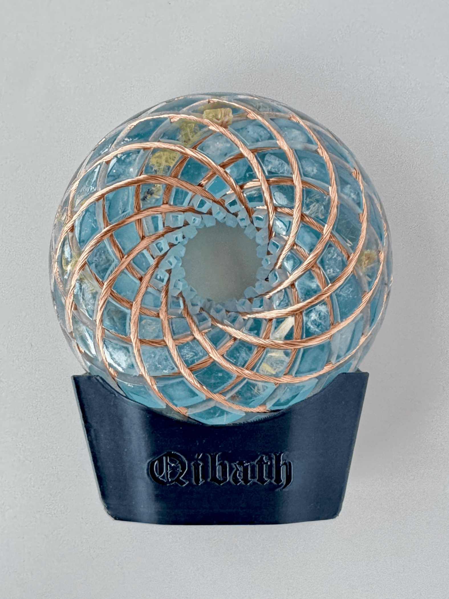 9CM- aquamarine Rodin Coil Torus Orgonite Quartz Crystal
