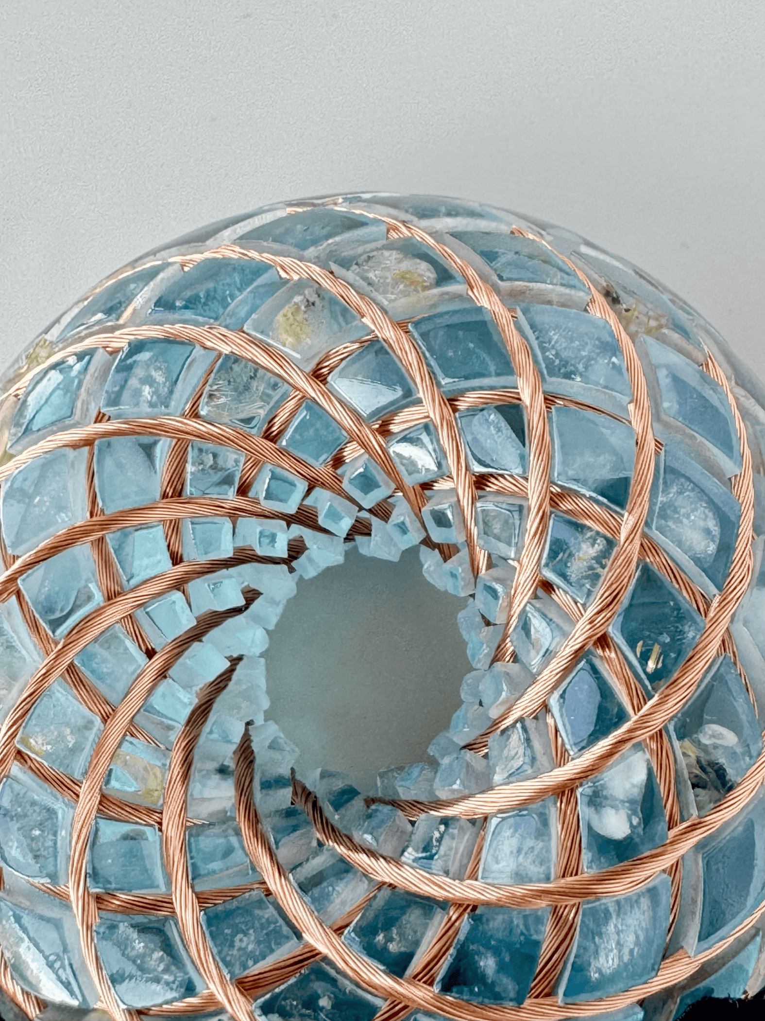 9CM- aquamarine Rodin Coil Torus Orgonite Quartz Crystal