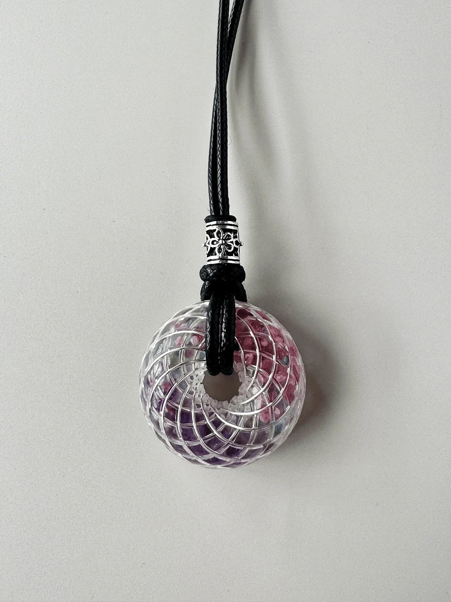 Handmade Rodin Coil Torus Orgonite Pendant Quartz Crystal necklace | Energy Protection and Chakra Balancing