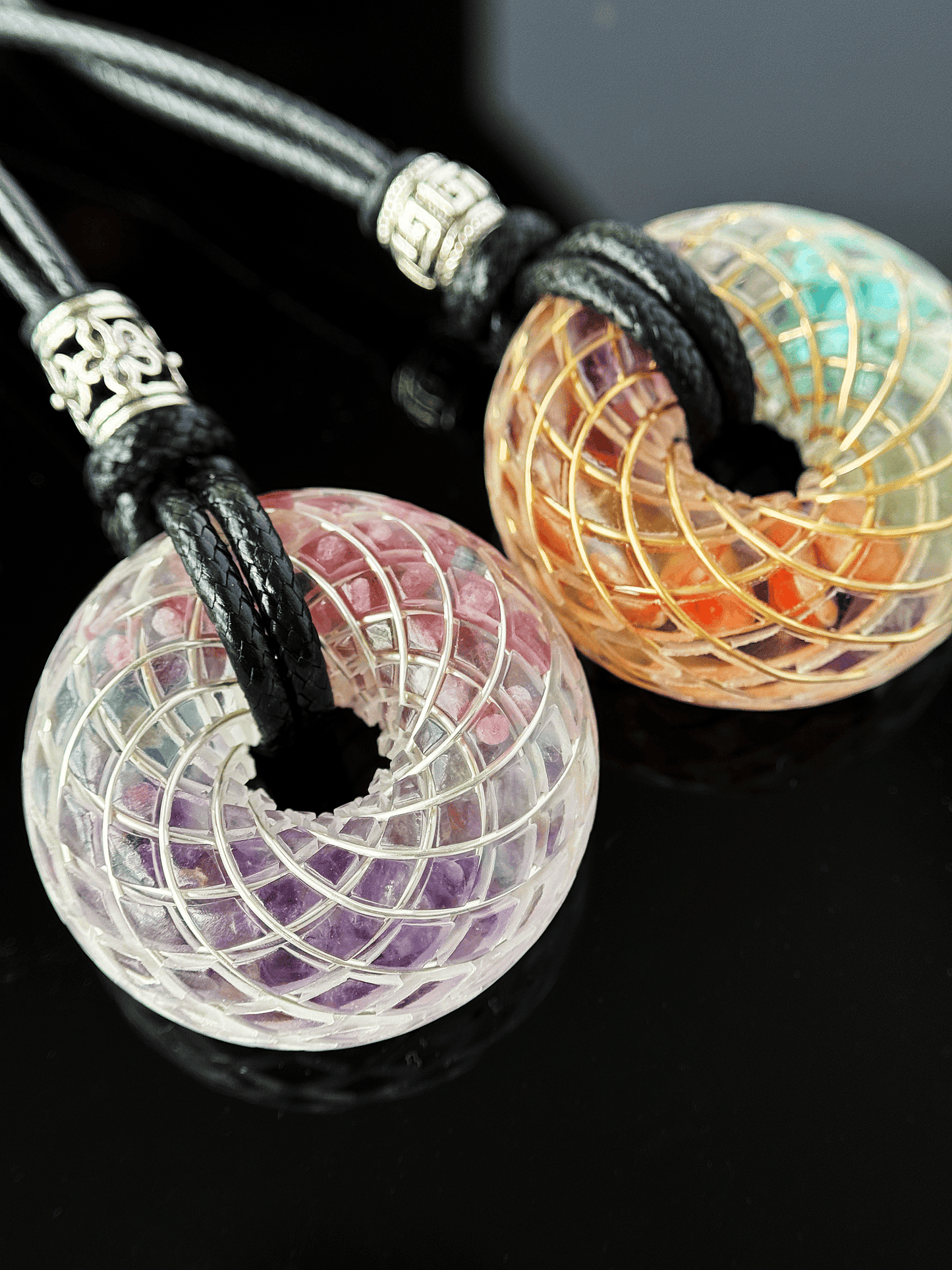Handmade Rodin Coil Torus Orgonite Pendant Quartz Crystal necklace | Energy Protection and Chakra Balancing
