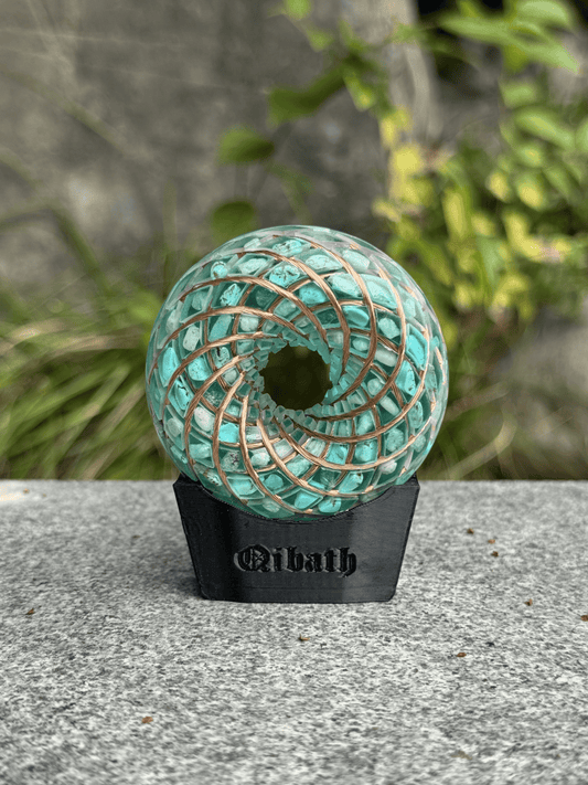 6CM-Handmade Rodin Coil Torus Orgonite Quartz Crystal | Inlaid Crystals Amazonite, Amethyst, Turquoise