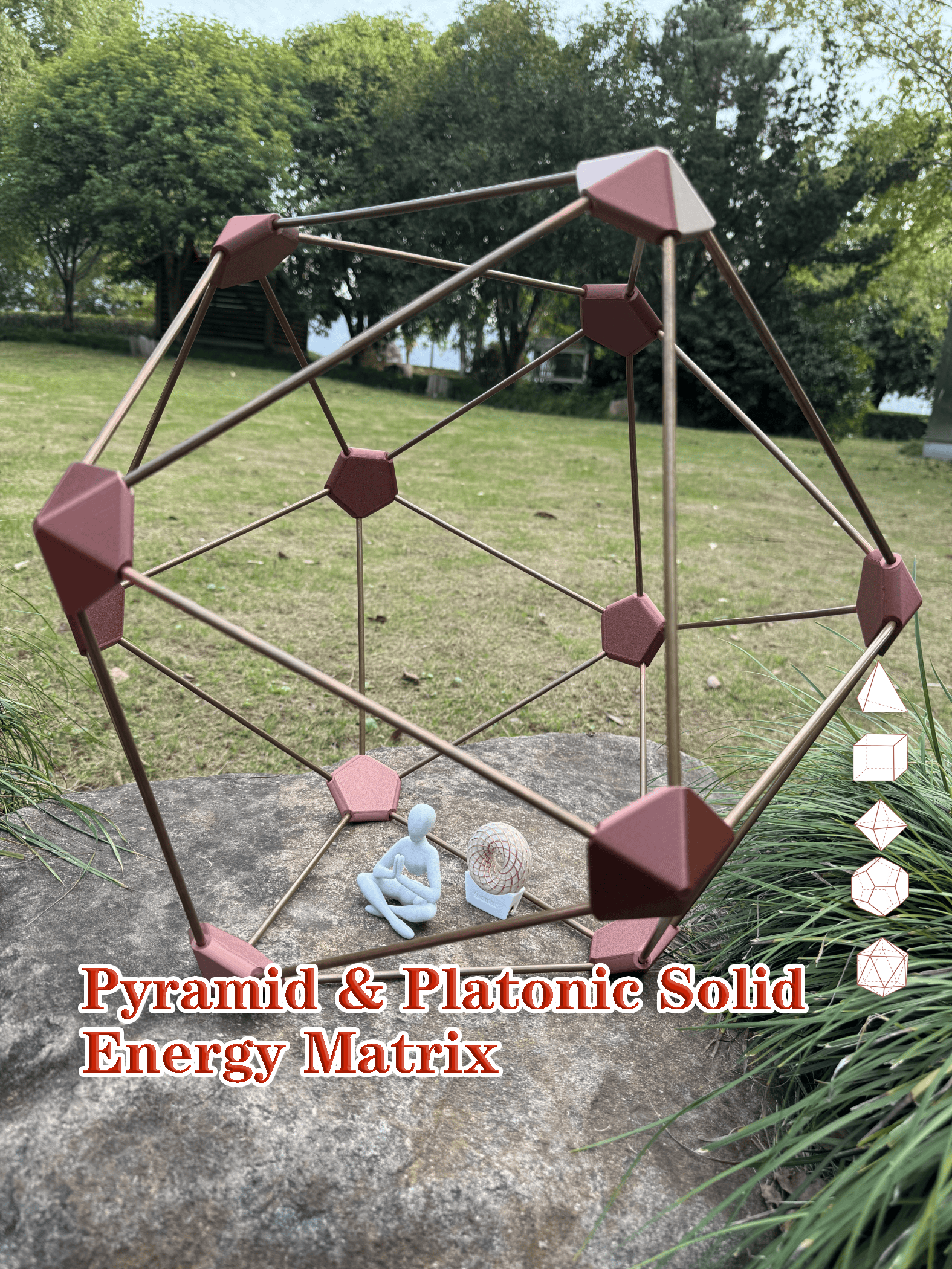 Sacred Geometry Rodin Coil Array | Pyramid Platonic Solid Energy Matrix | Meditation & Reiki Support Tool