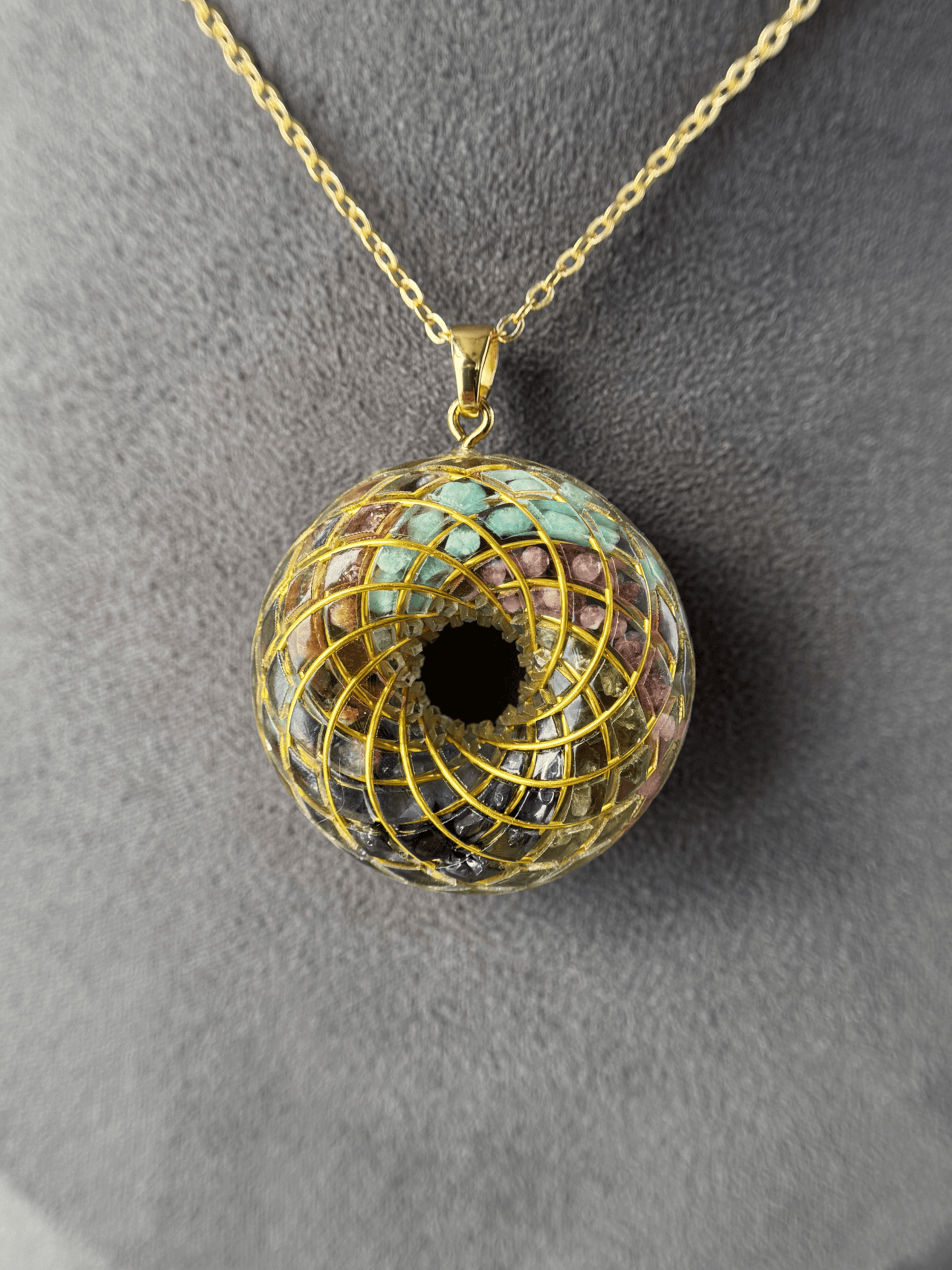 Personalized customization spiritual gift Rodin Coil Torus Orgone Pendant Quartz Crystal necklace flower of life