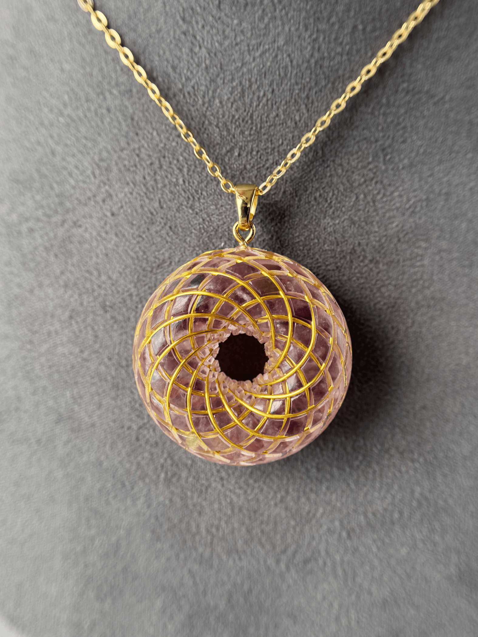 Personalized customization spiritual gift Rodin Coil Torus Orgone Pendant Quartz Crystal necklace flower of life