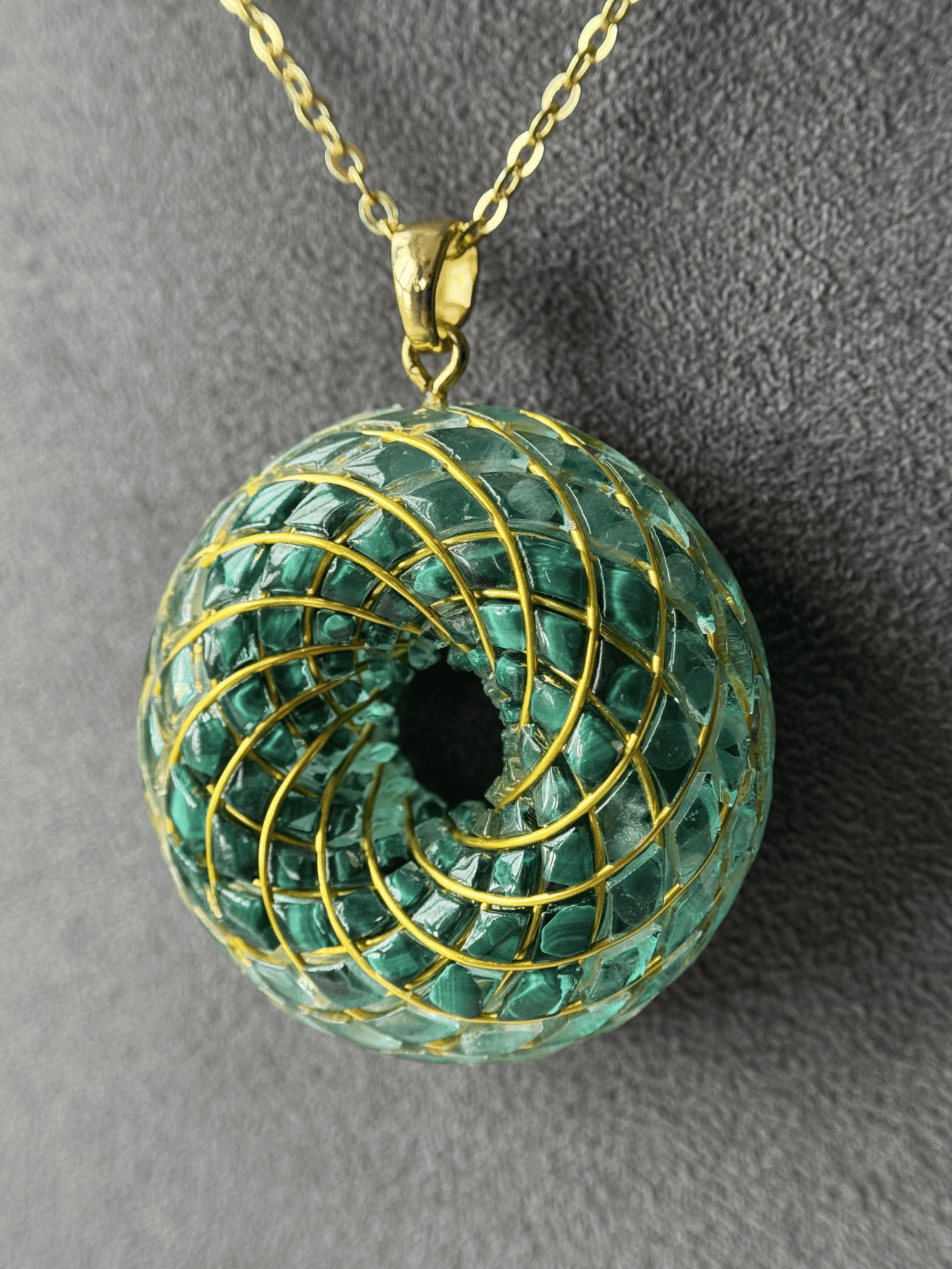 Spiritual gift Rodin Coil Torus Orgone Pendant Quartz Crystal necklace flower of life