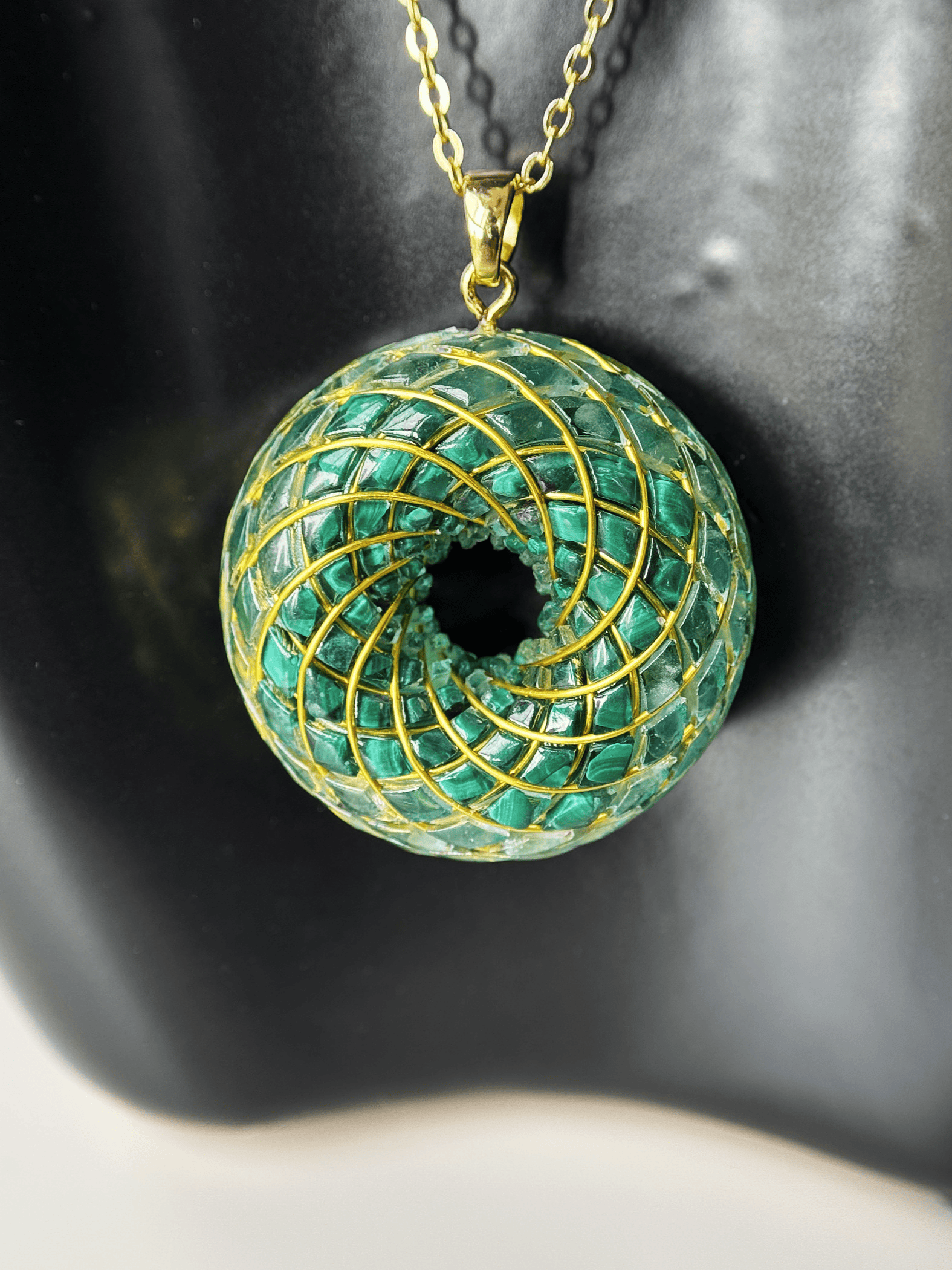 Spiritual gift Rodin Coil Torus Orgone Pendant Quartz Crystal necklace flower of life