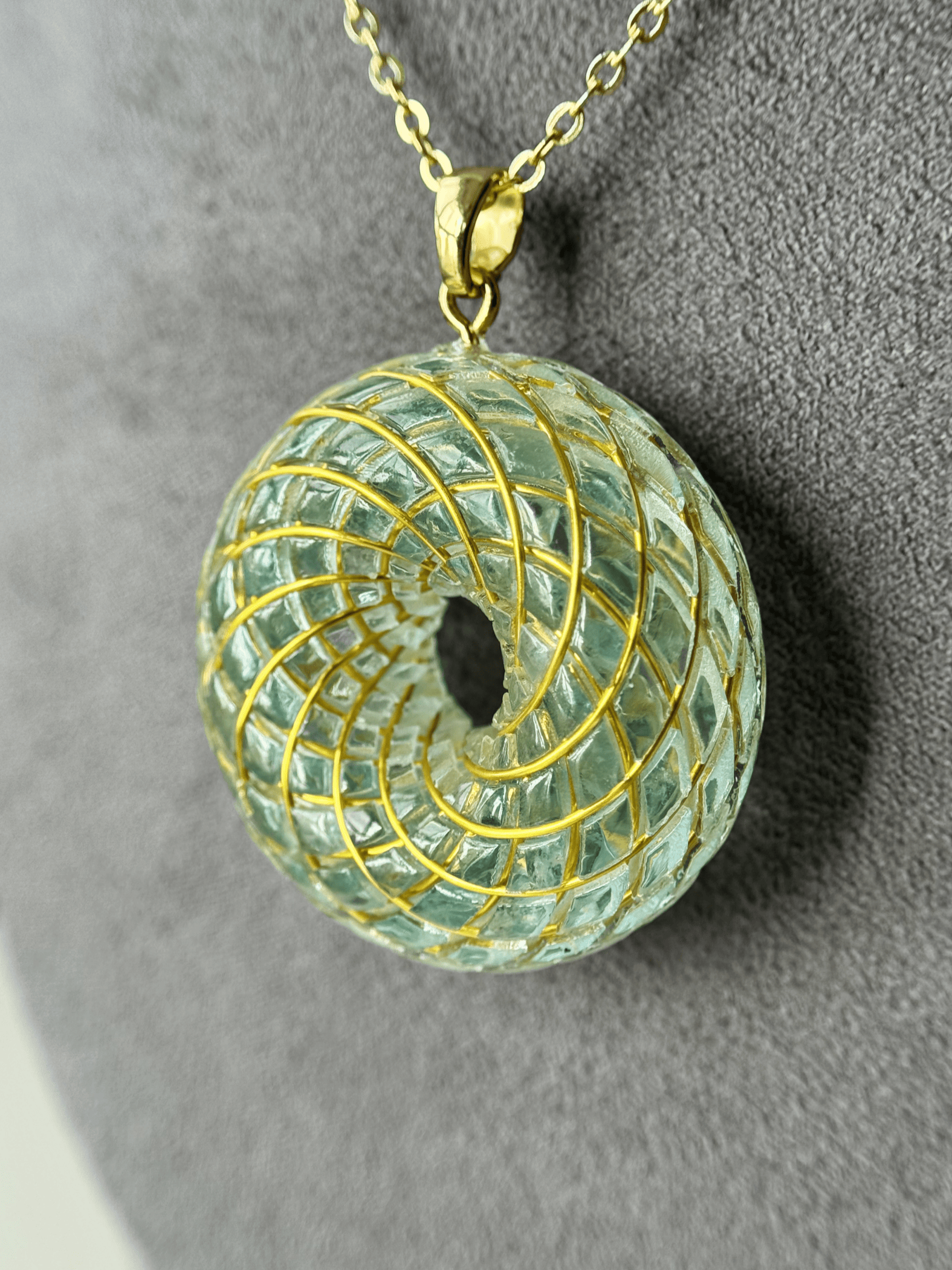 Spiritual gift Rodin Coil Torus Orgone Pendant Quartz Crystal necklace flower of life