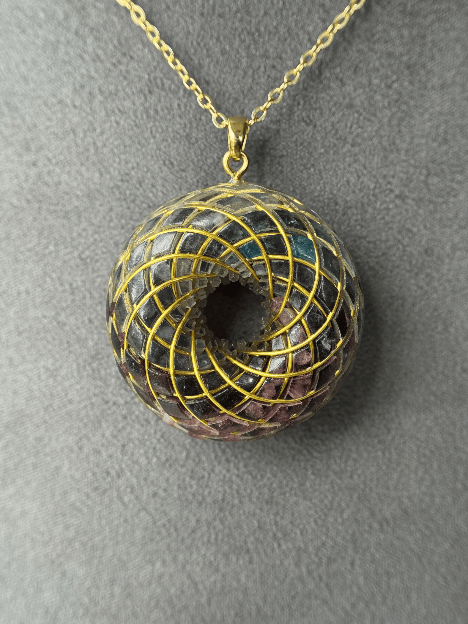 Spiritual gift Rodin Coil Torus Orgone Pendant Quartz Crystal necklace flower of life