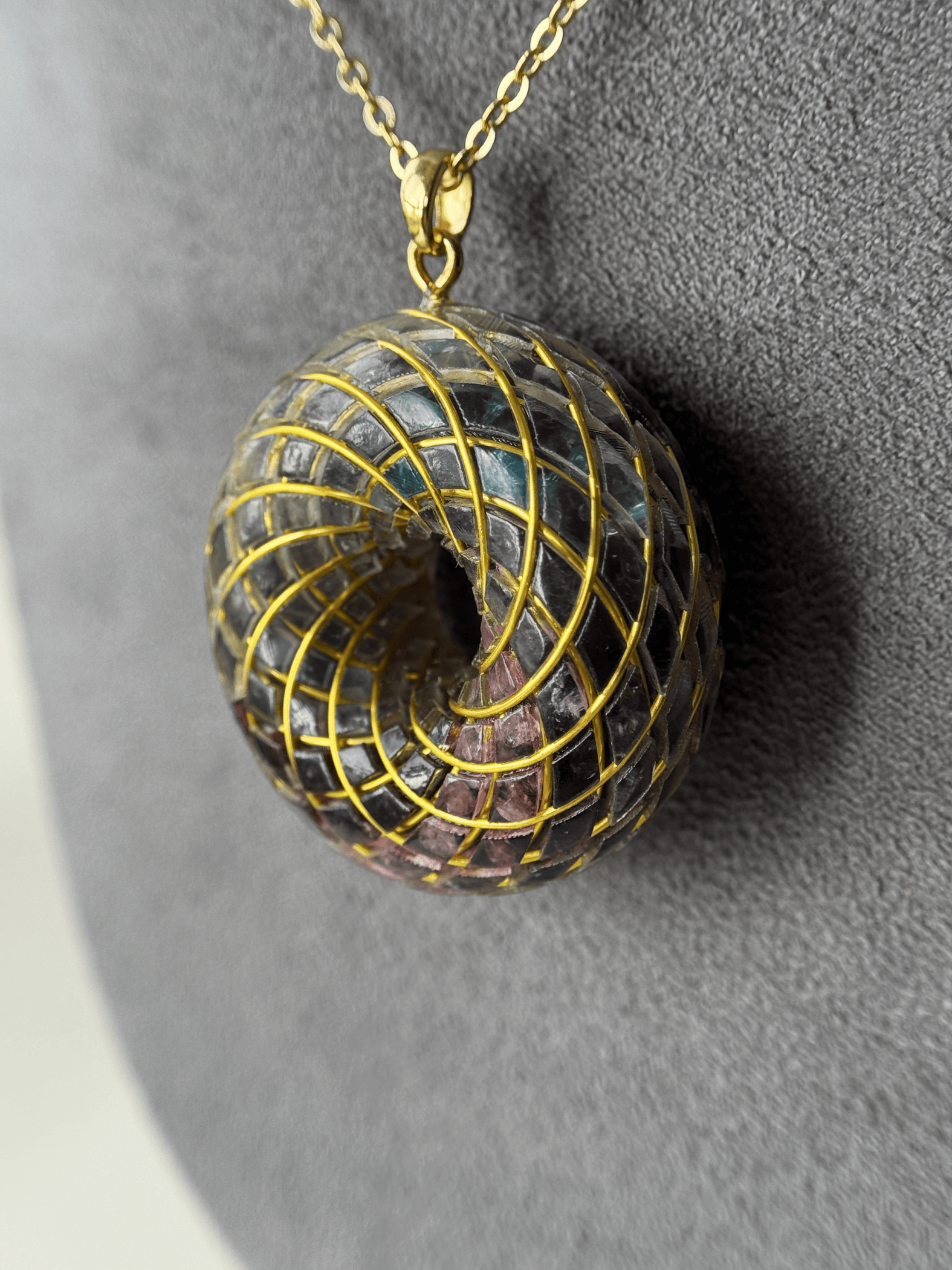 Spiritual gift Rodin Coil Torus Orgone Pendant Quartz Crystal necklace flower of life