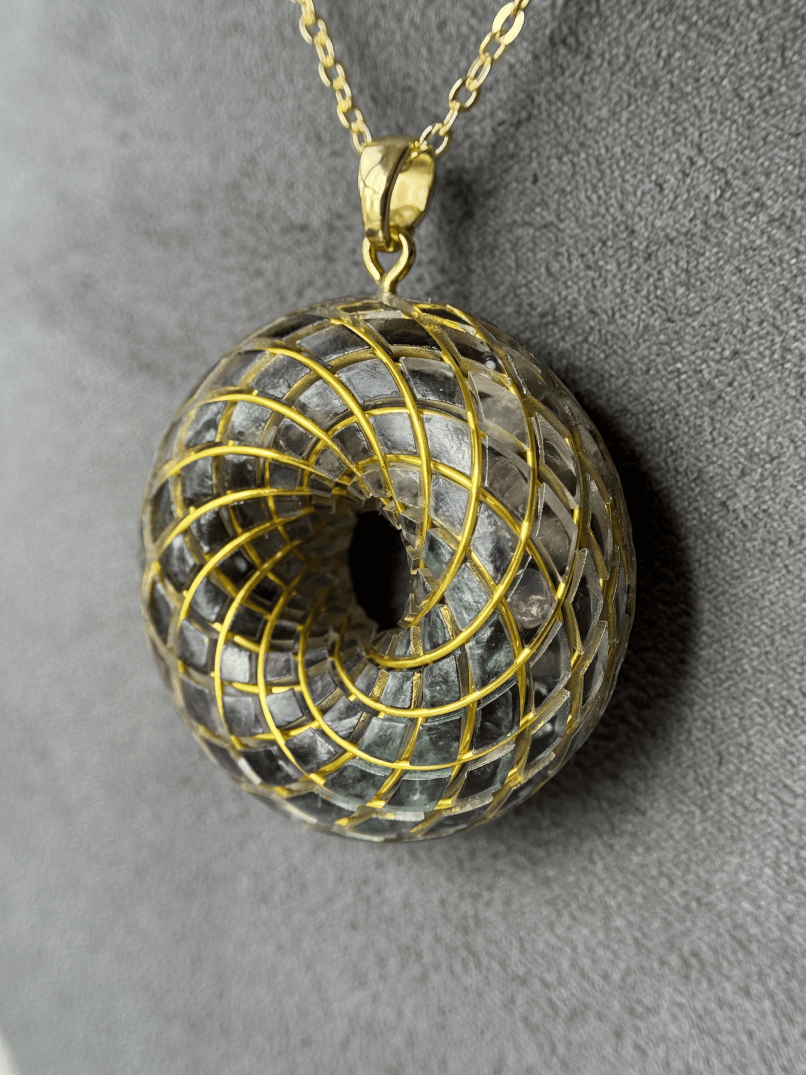 Spiritual gift Rodin Coil Torus Orgone Pendant Quartz Crystal necklace flower of life