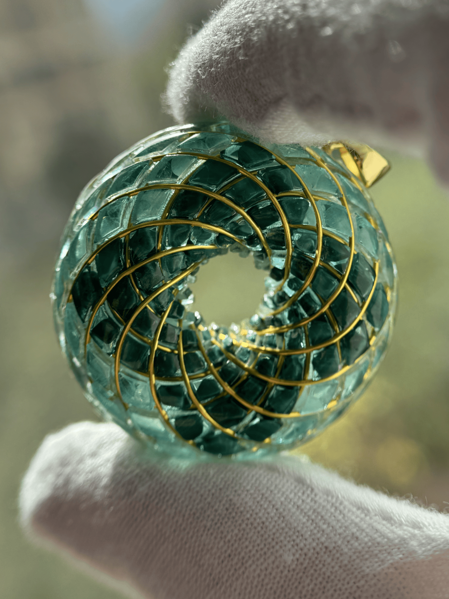 Spiritual gift Rodin Coil Torus Orgone Pendant Quartz Crystal necklace flower of life