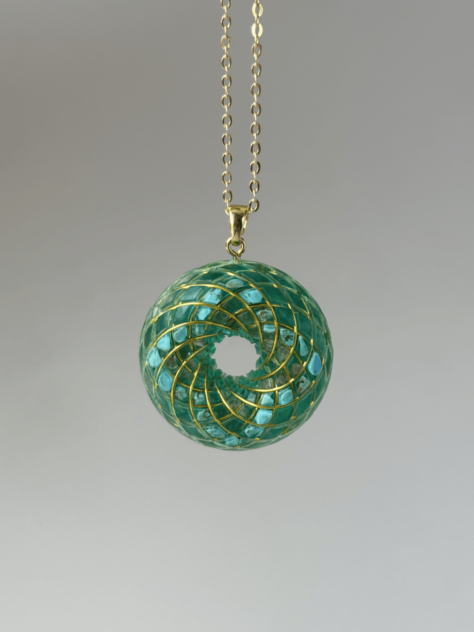 Spiritual jewelry Rodin Coil Torus Orgone Pendant Quartz Crystal necklace flower of life