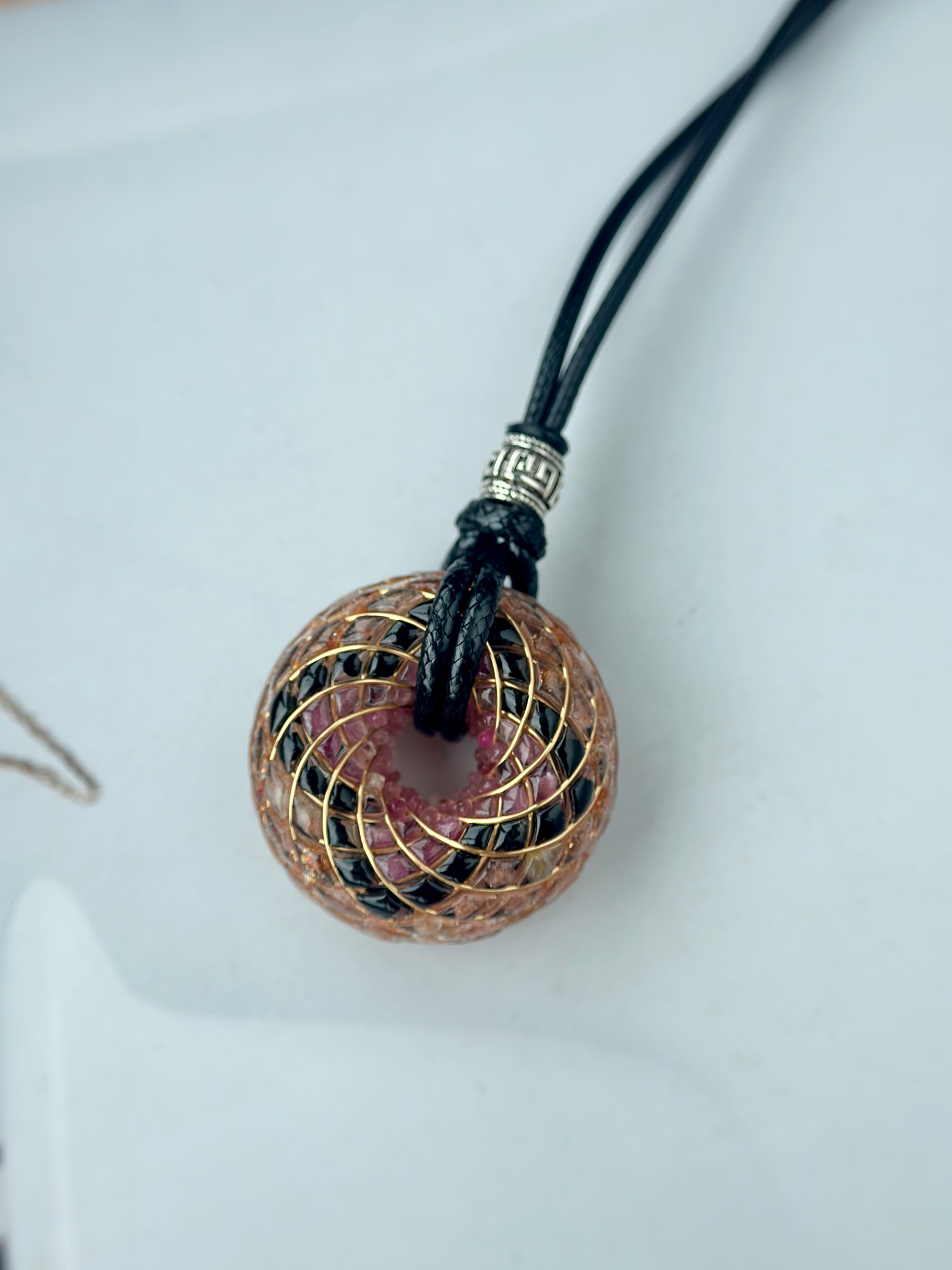 Handmade Rodin Coil Torus Orgonite Pendant Quartz Crystal necklace | Energy Protection and Chakra Balancing