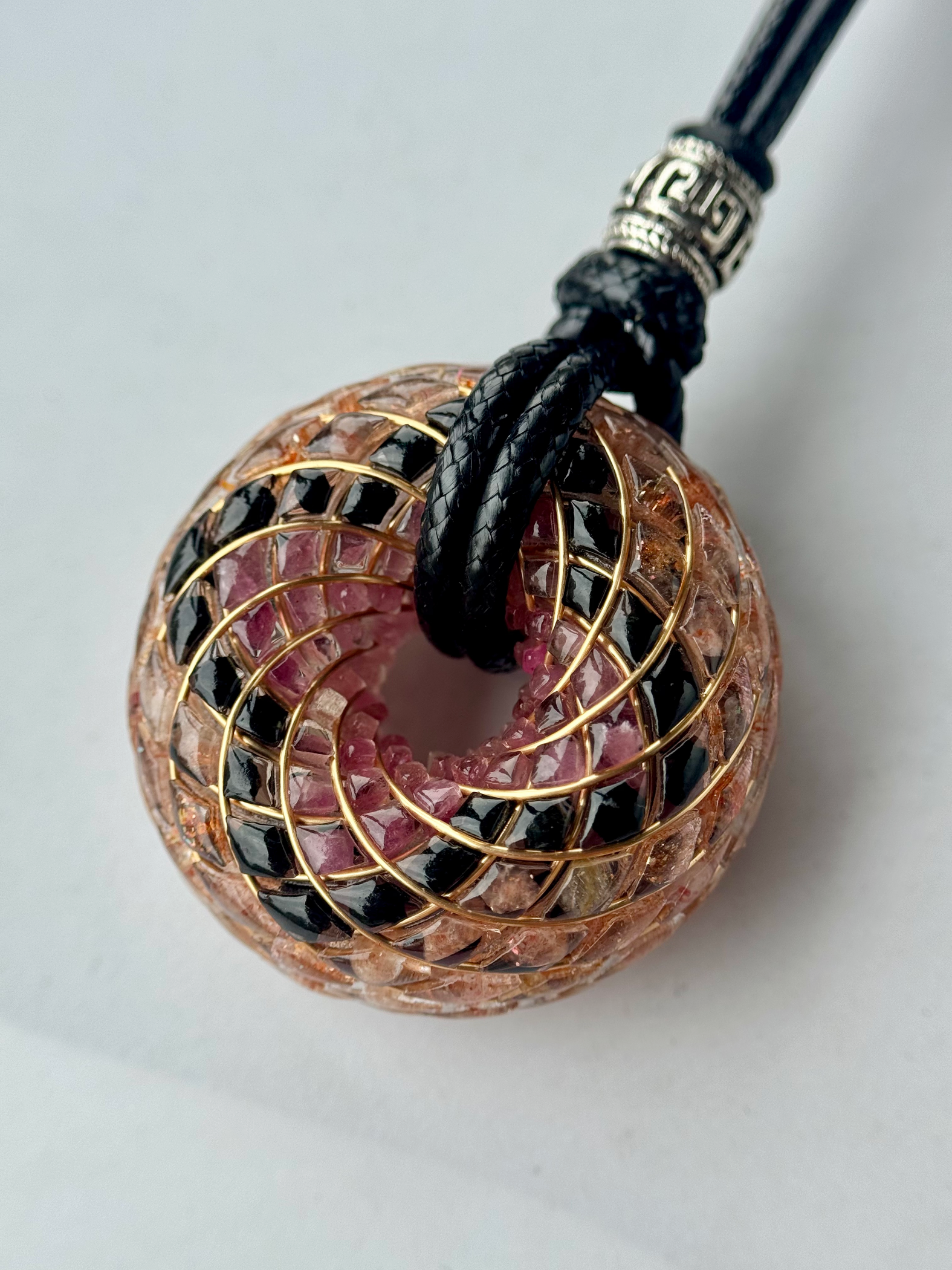 Handmade Rodin Coil Torus Orgonite Pendant Quartz Crystal necklace | Energy Protection and Chakra Balancing