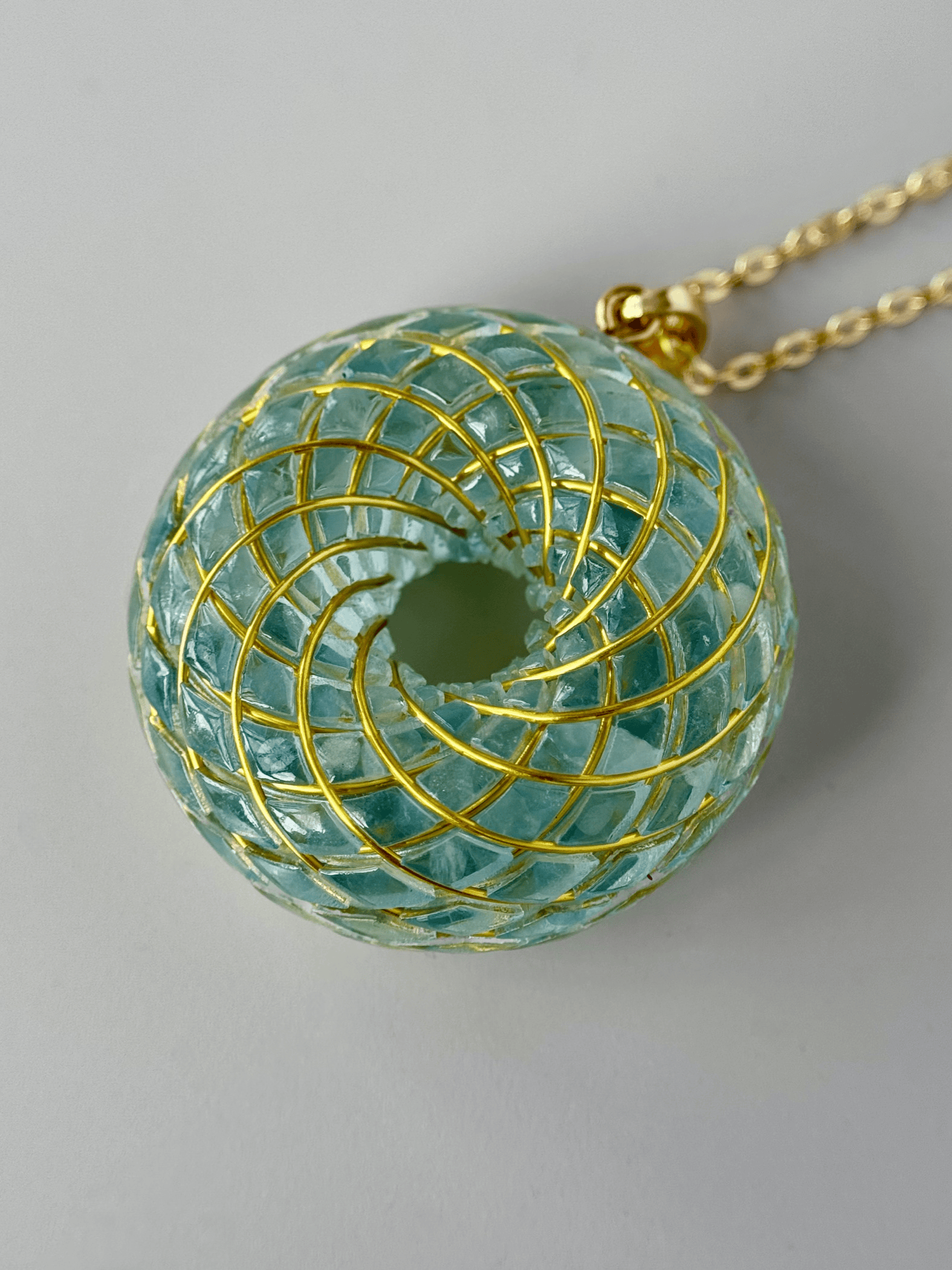 Spiritual jewelry Rodin Coil Torus Orgone Pendant Quartz Crystal necklace flower of life