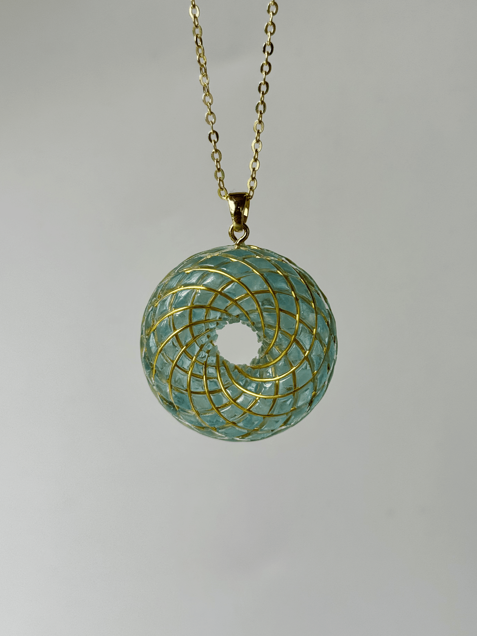 Spiritual jewelry Rodin Coil Torus Orgone Pendant Quartz Crystal necklace flower of life