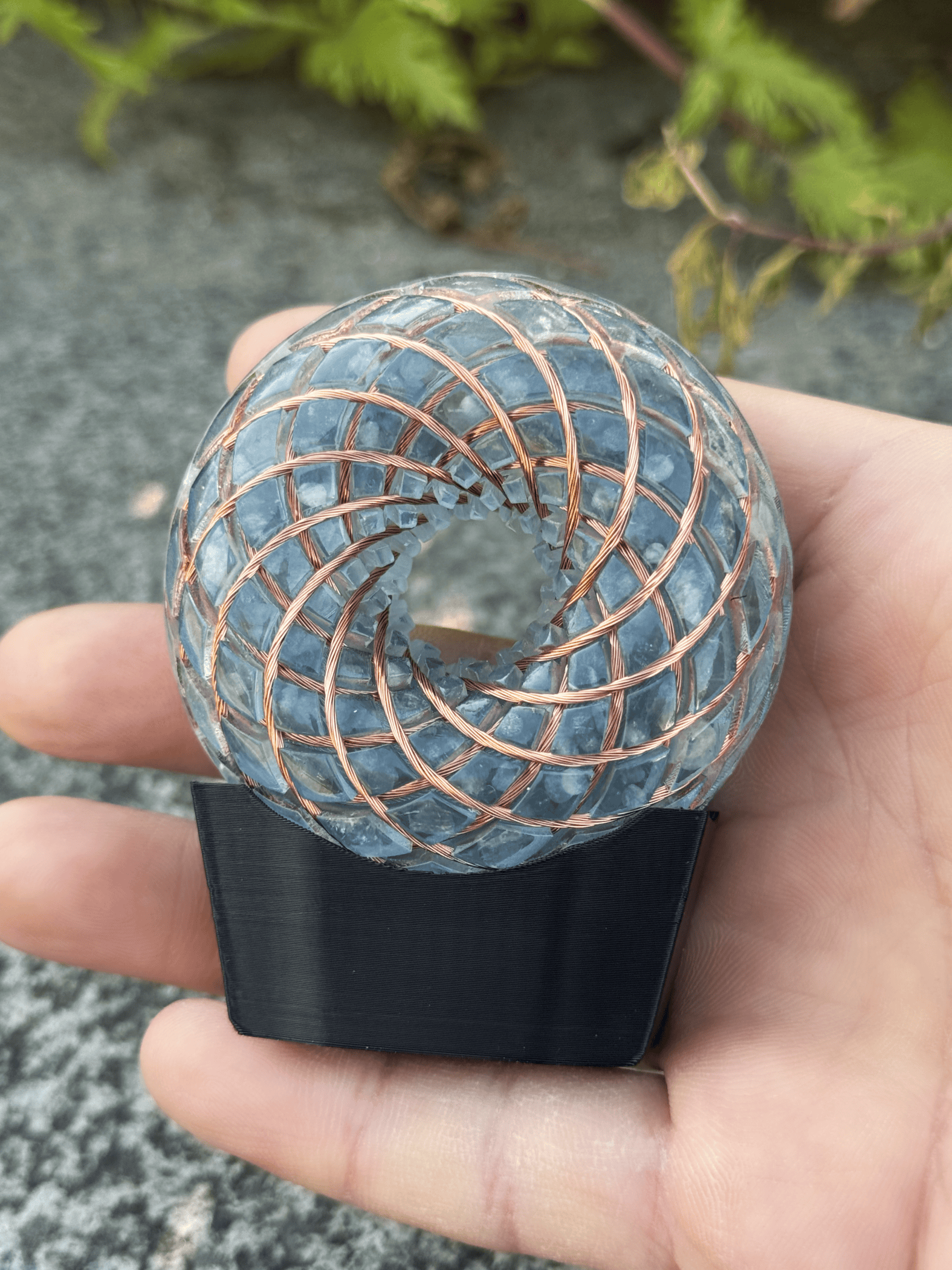 Aquamarine, Clear Quartz 2.36inches Handmade Rodin Coil Torus Vortex Pemf Generator