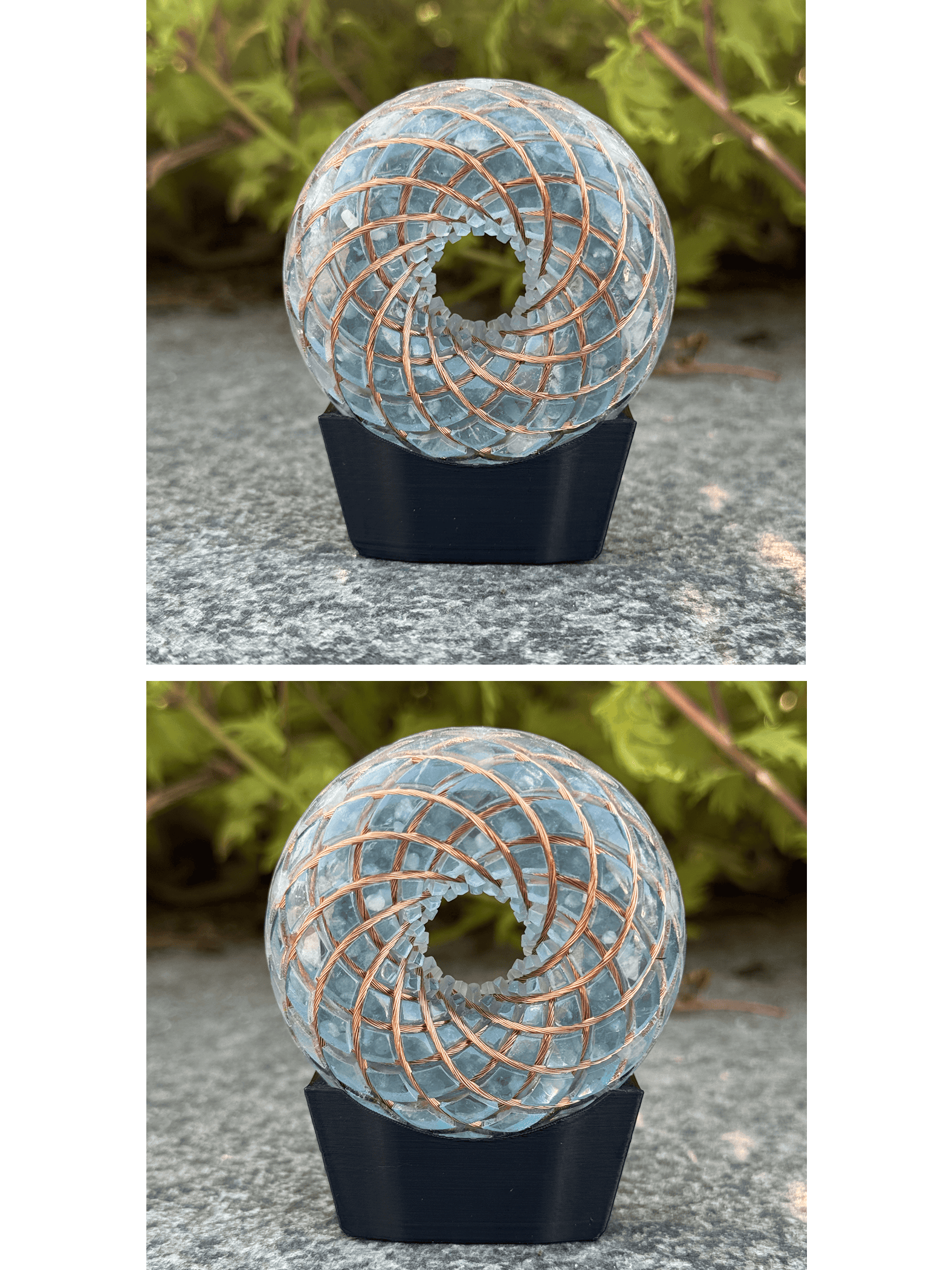 Aquamarine, Clear Quartz 2.36inches Handmade Rodin Coil Torus Vortex Pemf Generator