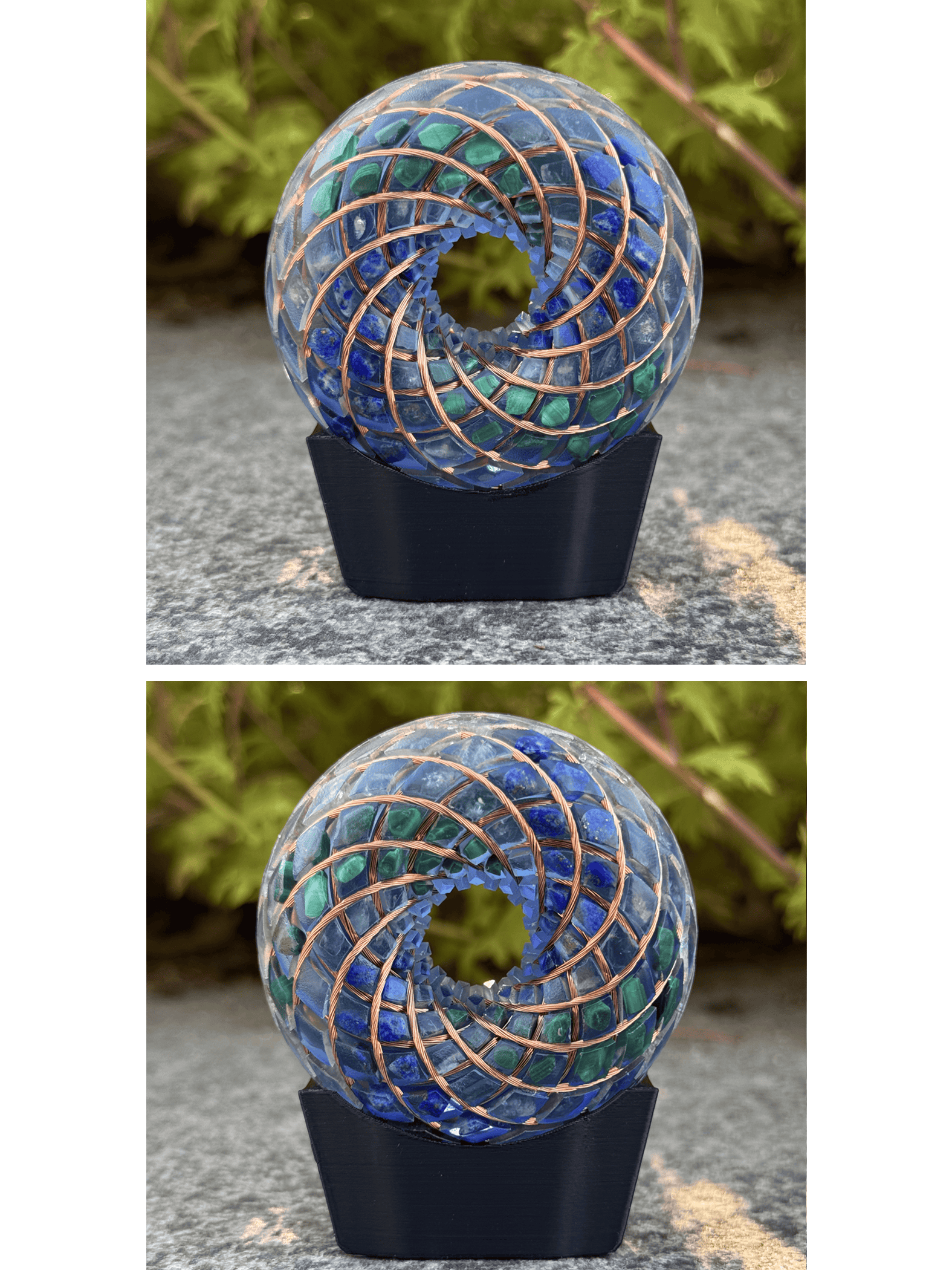 Blue Apatite, Lapis Lazuli, Malachite 2.36inches Handmade Rodin Coil Torus Vortex Pemf Generator
