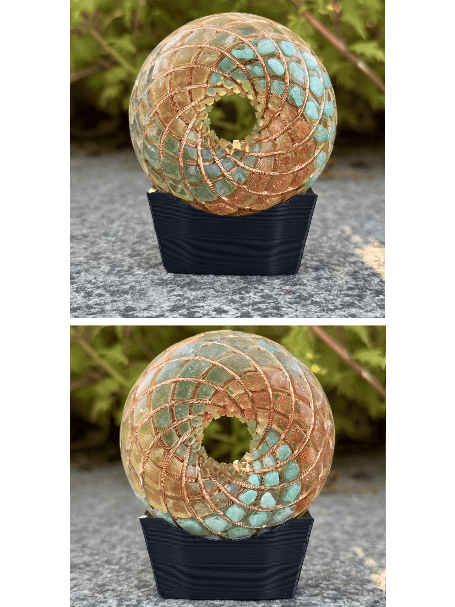 2.36inches Handmade Rodin Coil Torus Orgonite Quartz Crystal