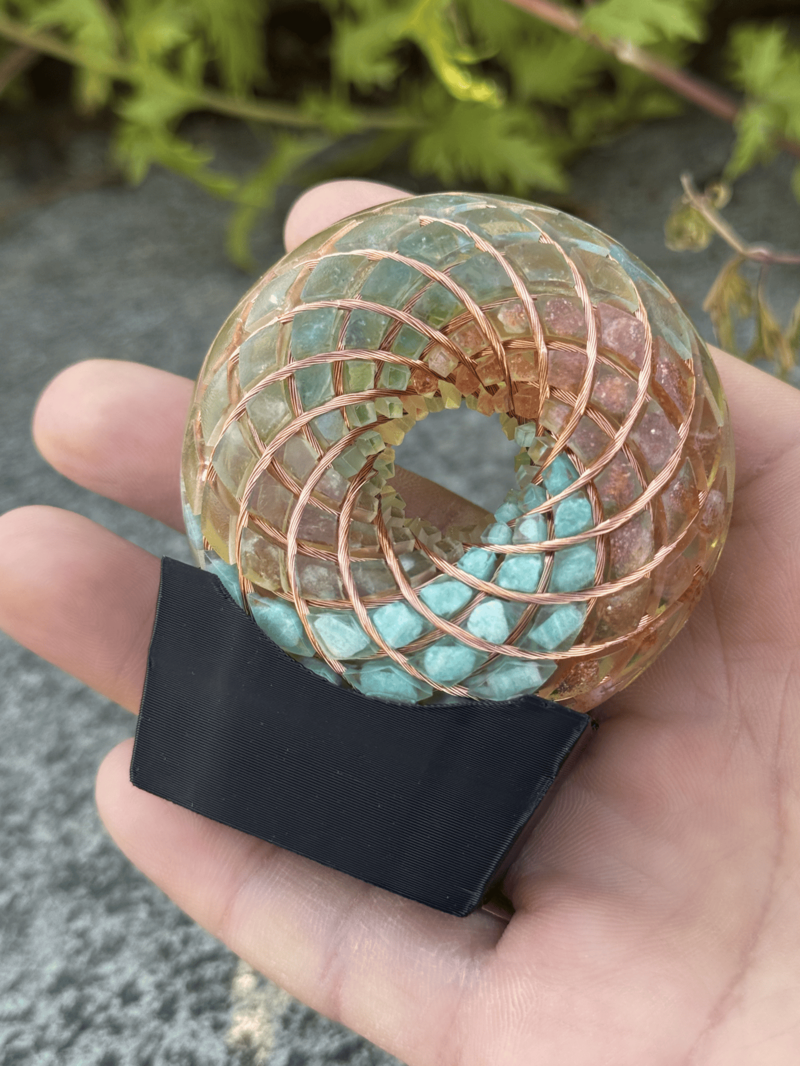 2.36inches Handmade Rodin Coil Torus Orgonite Quartz Crystal