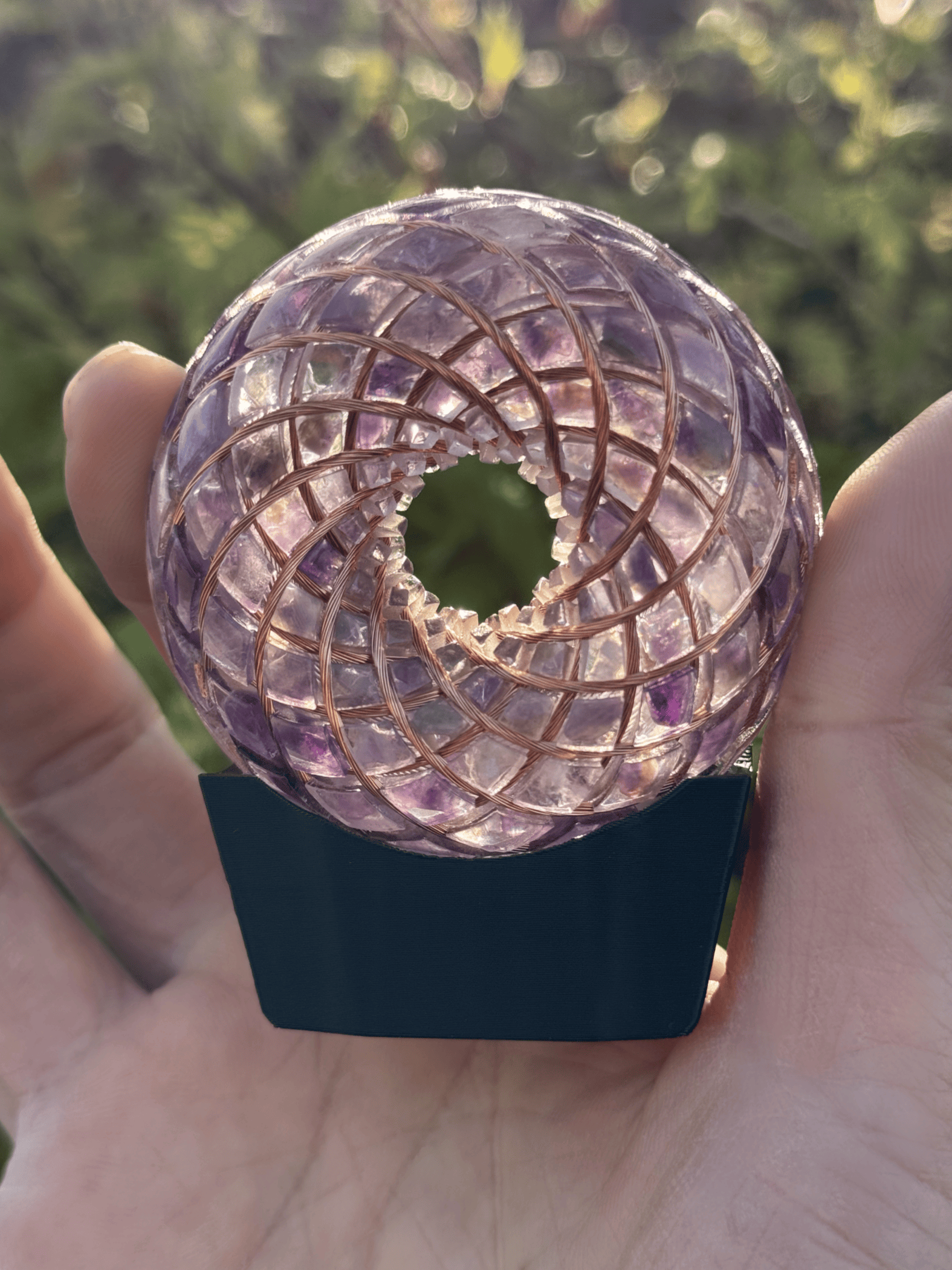 Clear Quartz Amethyst 2.36inches Handmade Rodin Coil Torus Vortex Pemf Generator