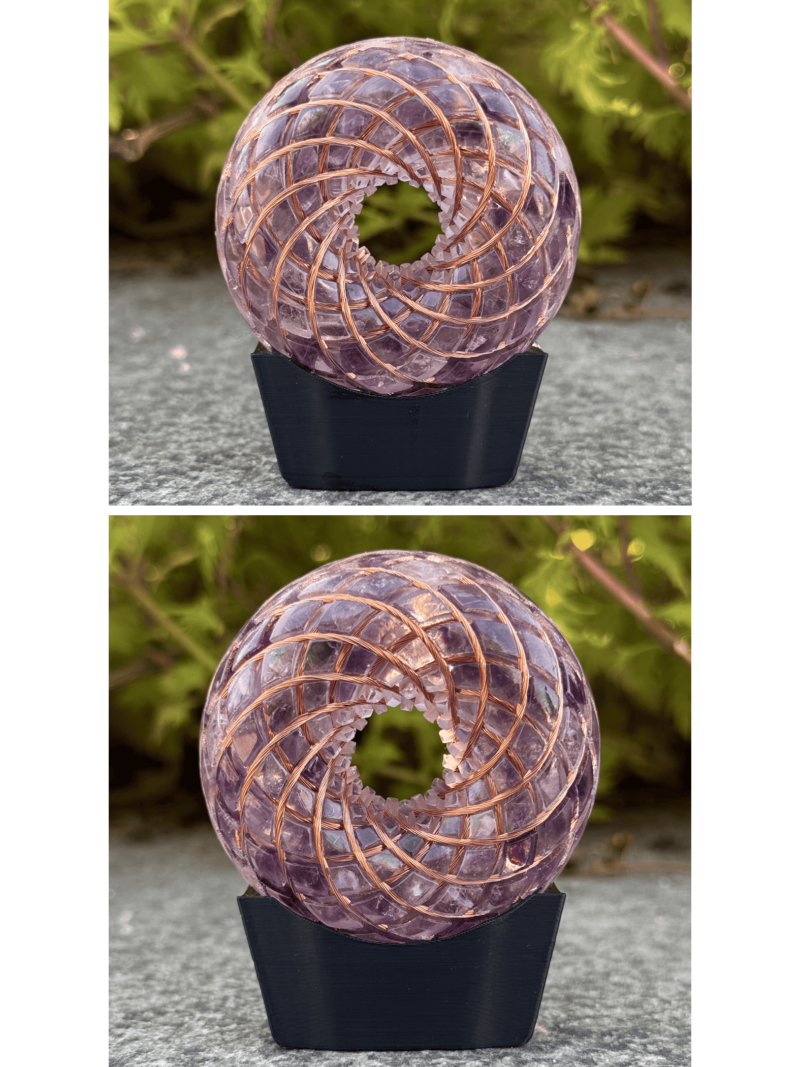 Clear Quartz Amethyst 2.36inches Handmade Rodin Coil Torus Vortex Pemf Generator