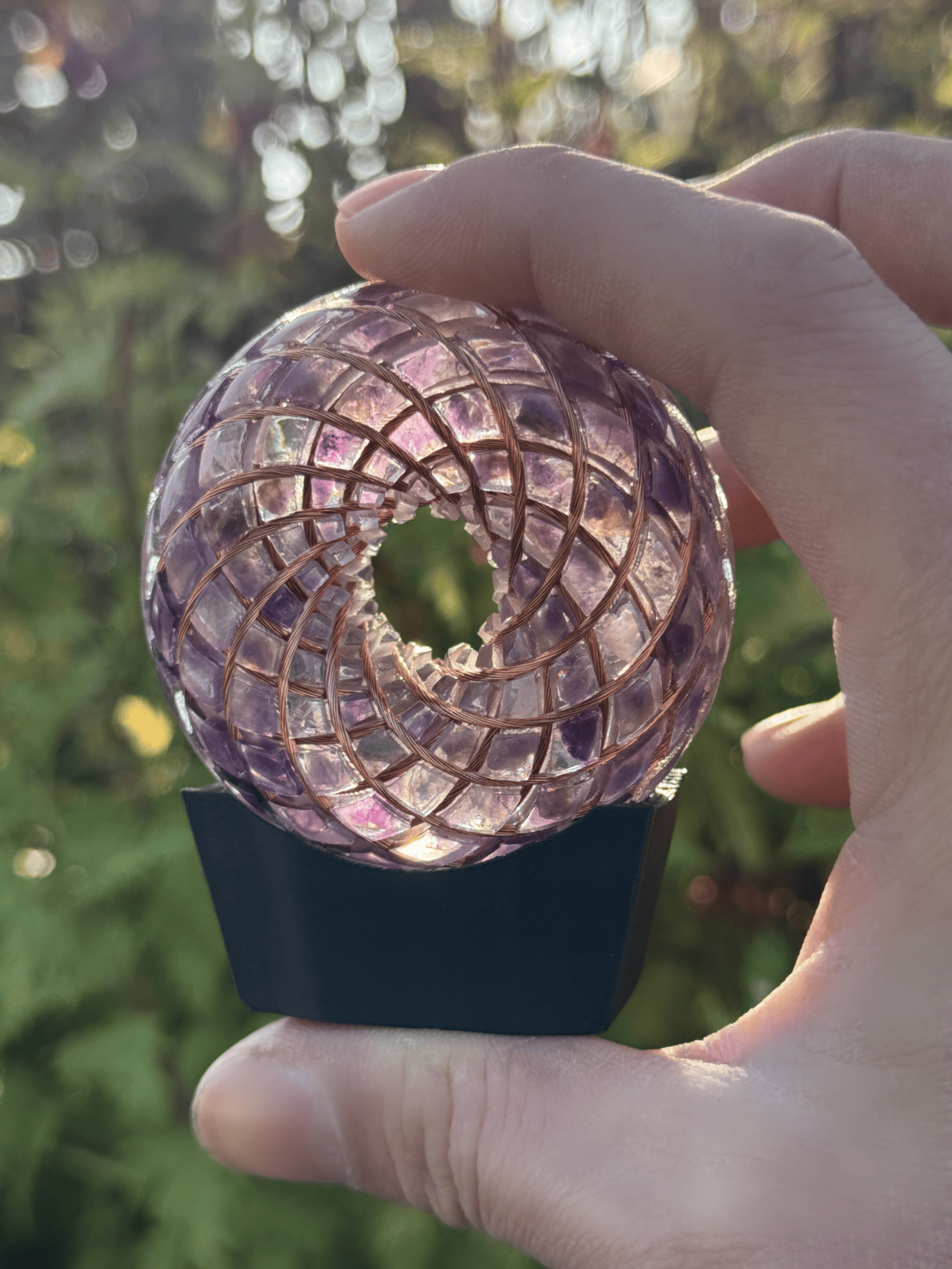 Clear Quartz Amethyst 2.36inches Handmade Rodin Coil Torus Vortex Pemf Generator