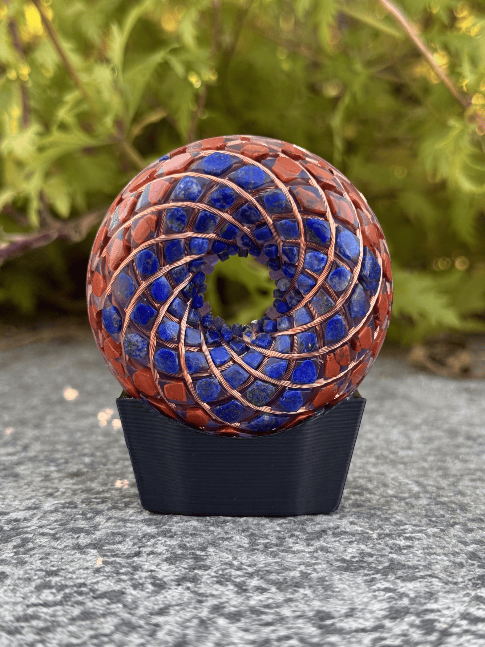 Lapis Lazuli Red Jasper 2.36inches Handmade Rodin Coil Torus Vortex Pemf Generator