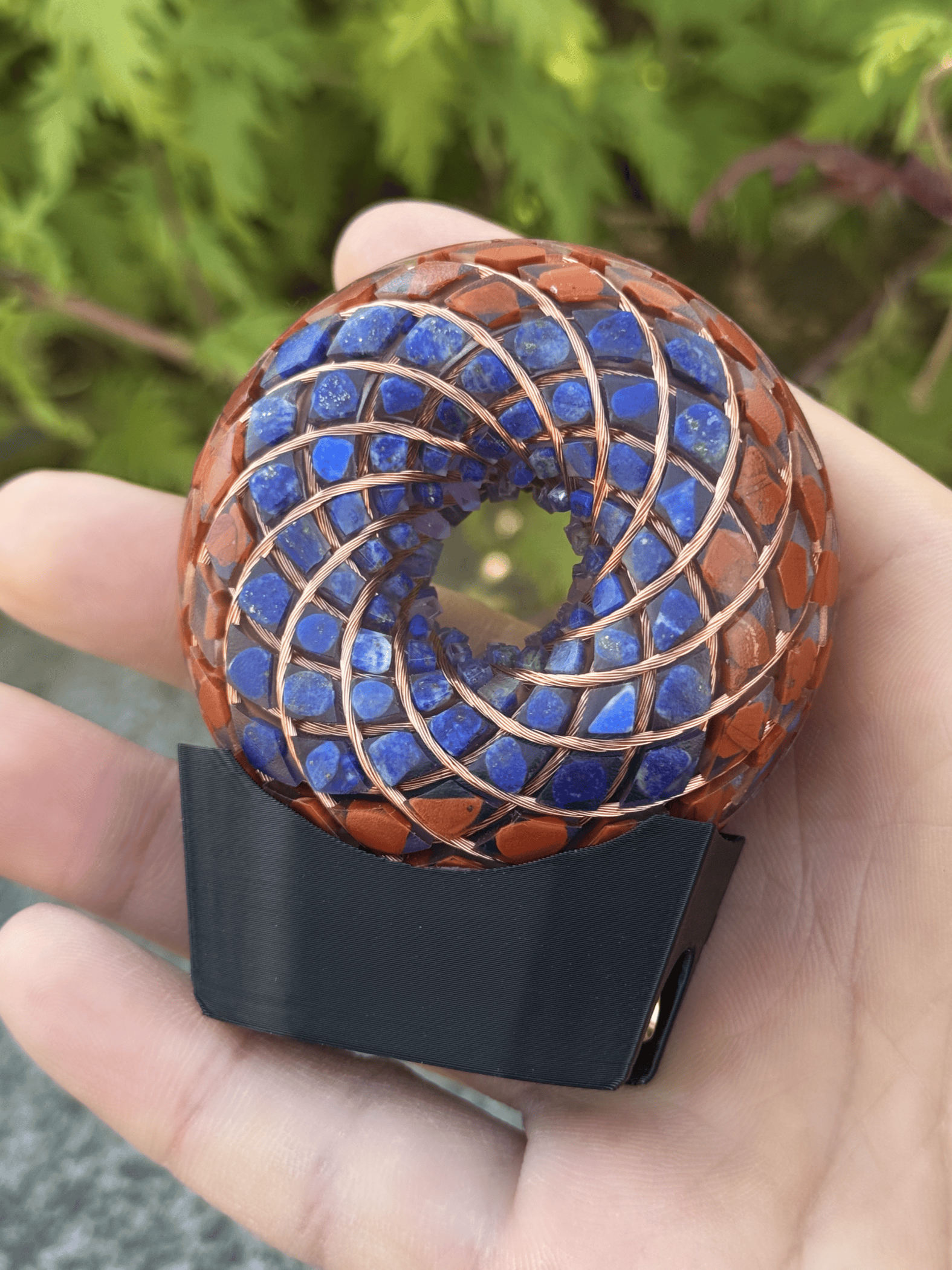 Lapis Lazuli Red Jasper 2.36inches Handmade Rodin Coil Torus Vortex Pemf Generator