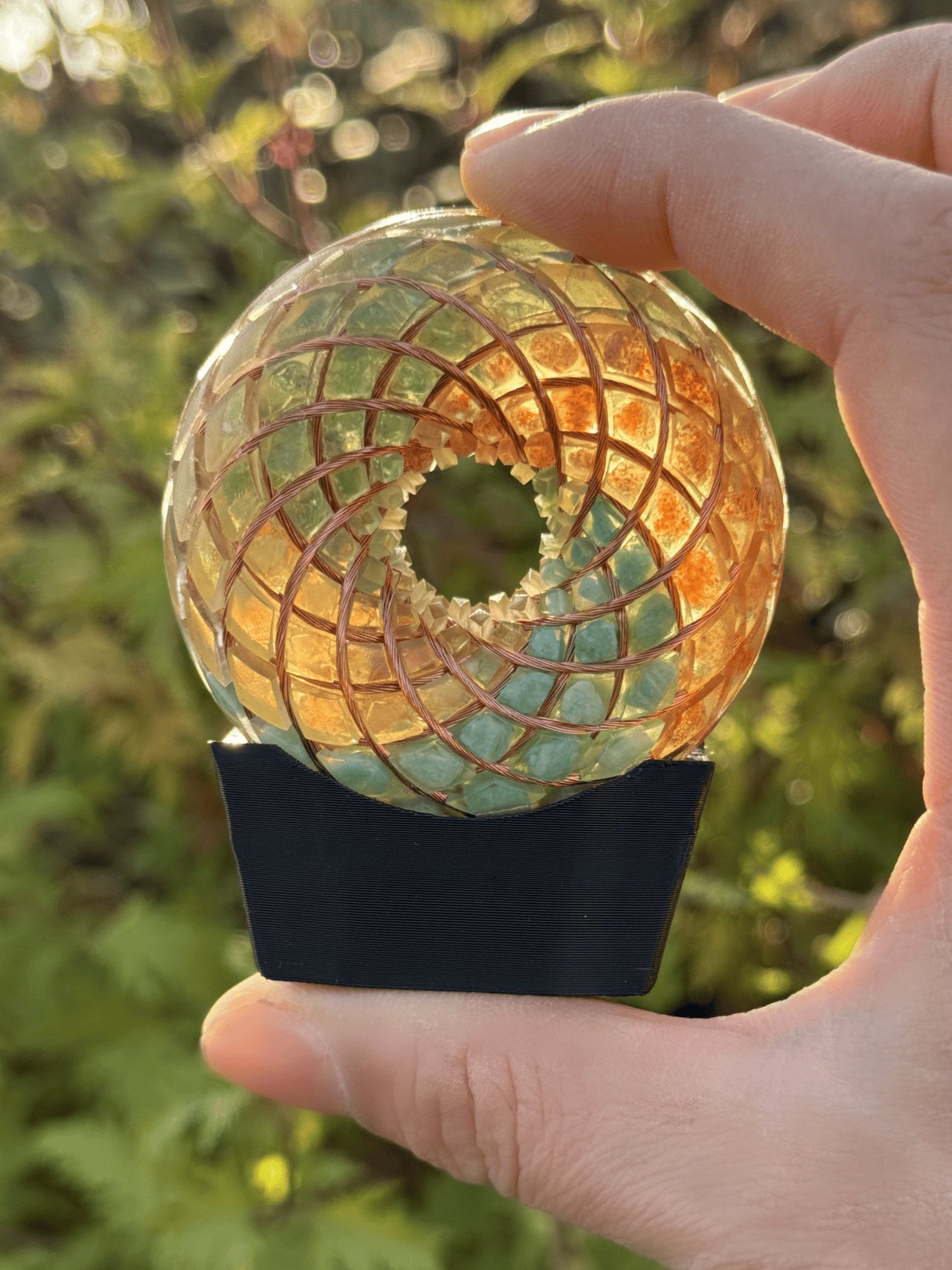 2.36inches Handmade Rodin Coil Torus Orgonite Quartz Crystal