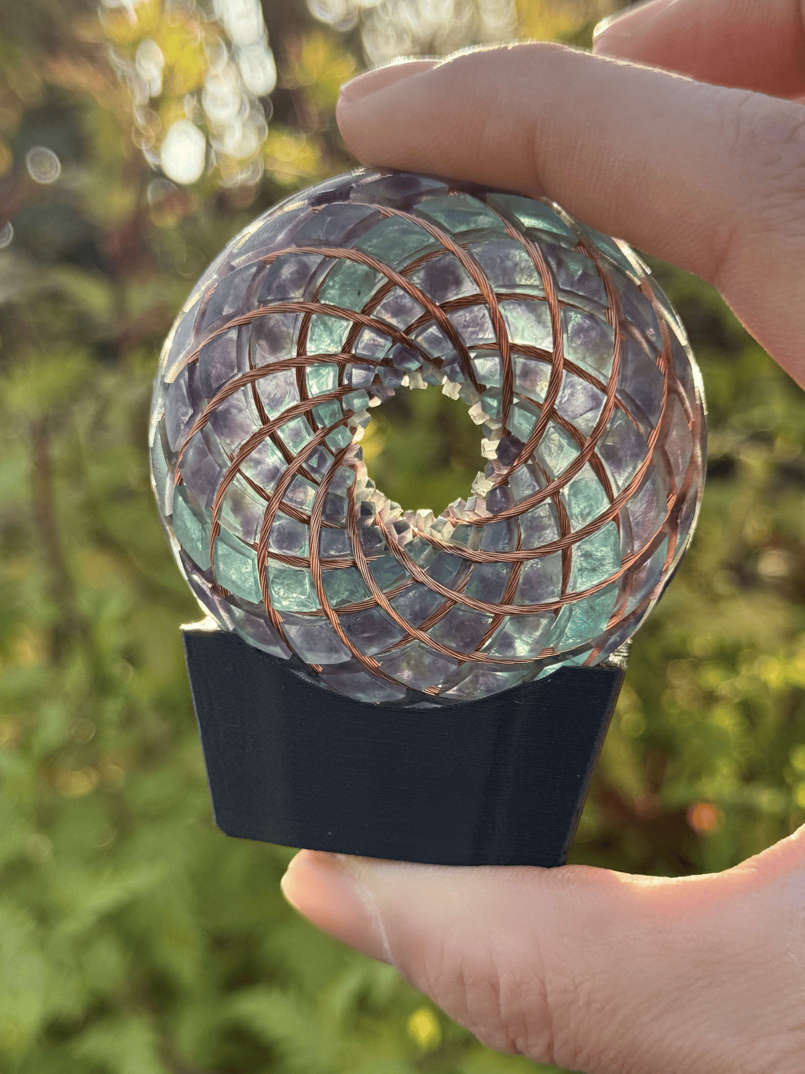 2.36inches Handmade Rodin Coil Torus Orgonite Quartz Crystal