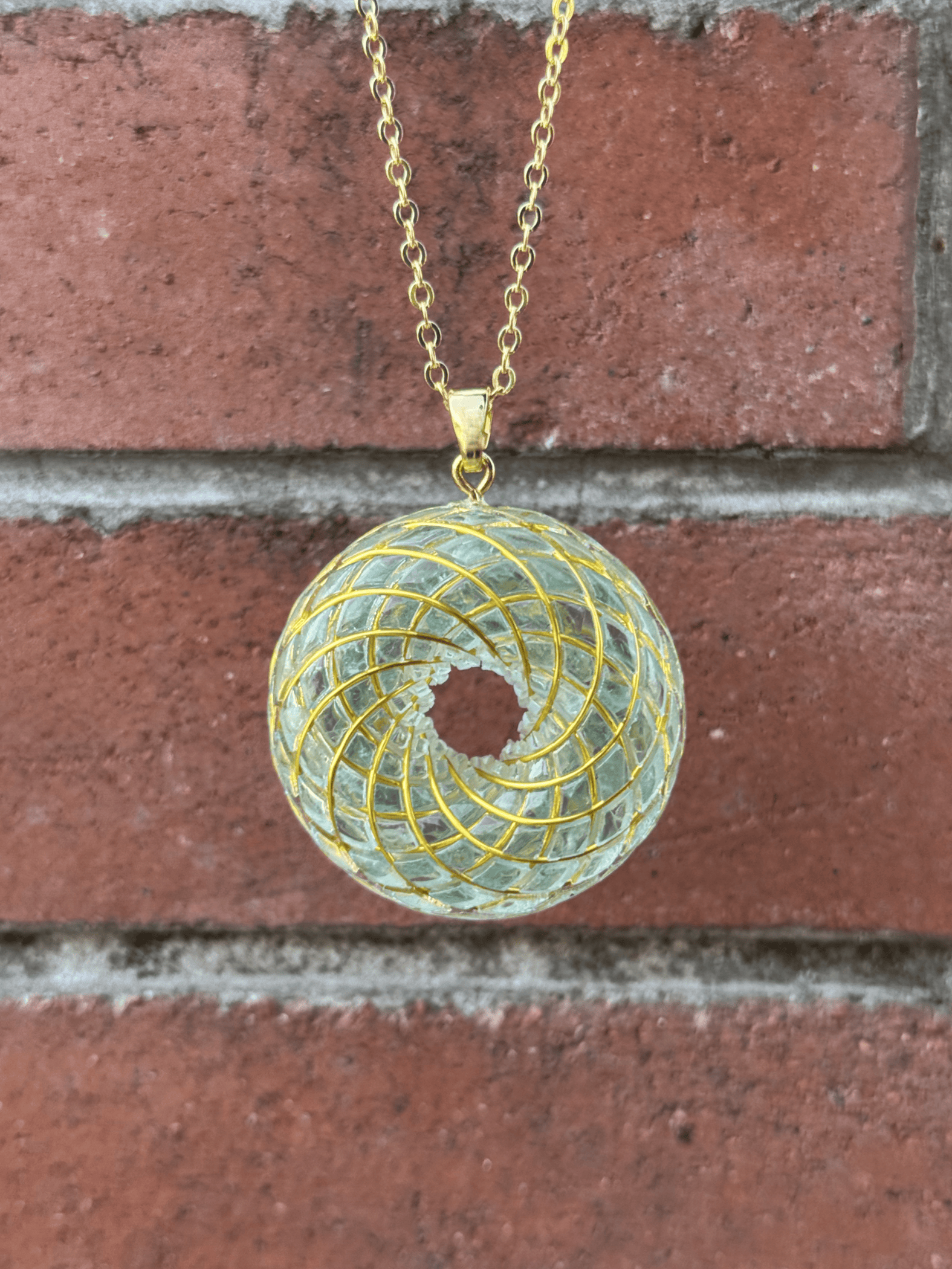 Spiritual gift Rodin Coil Torus Orgone Pendant Quartz Crystal necklace flower of life