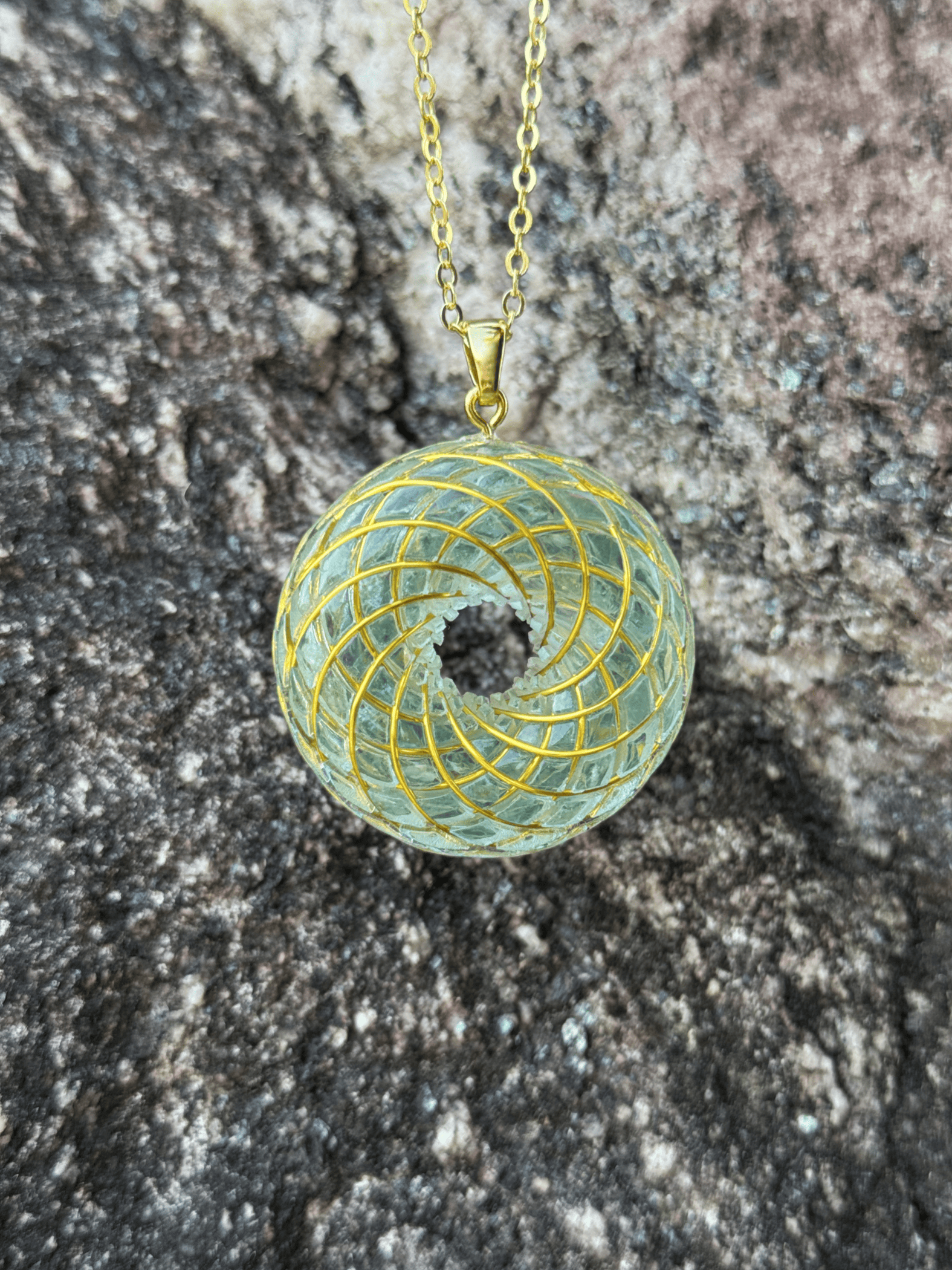 Spiritual gift Rodin Coil Torus Orgone Pendant Quartz Crystal necklace flower of life