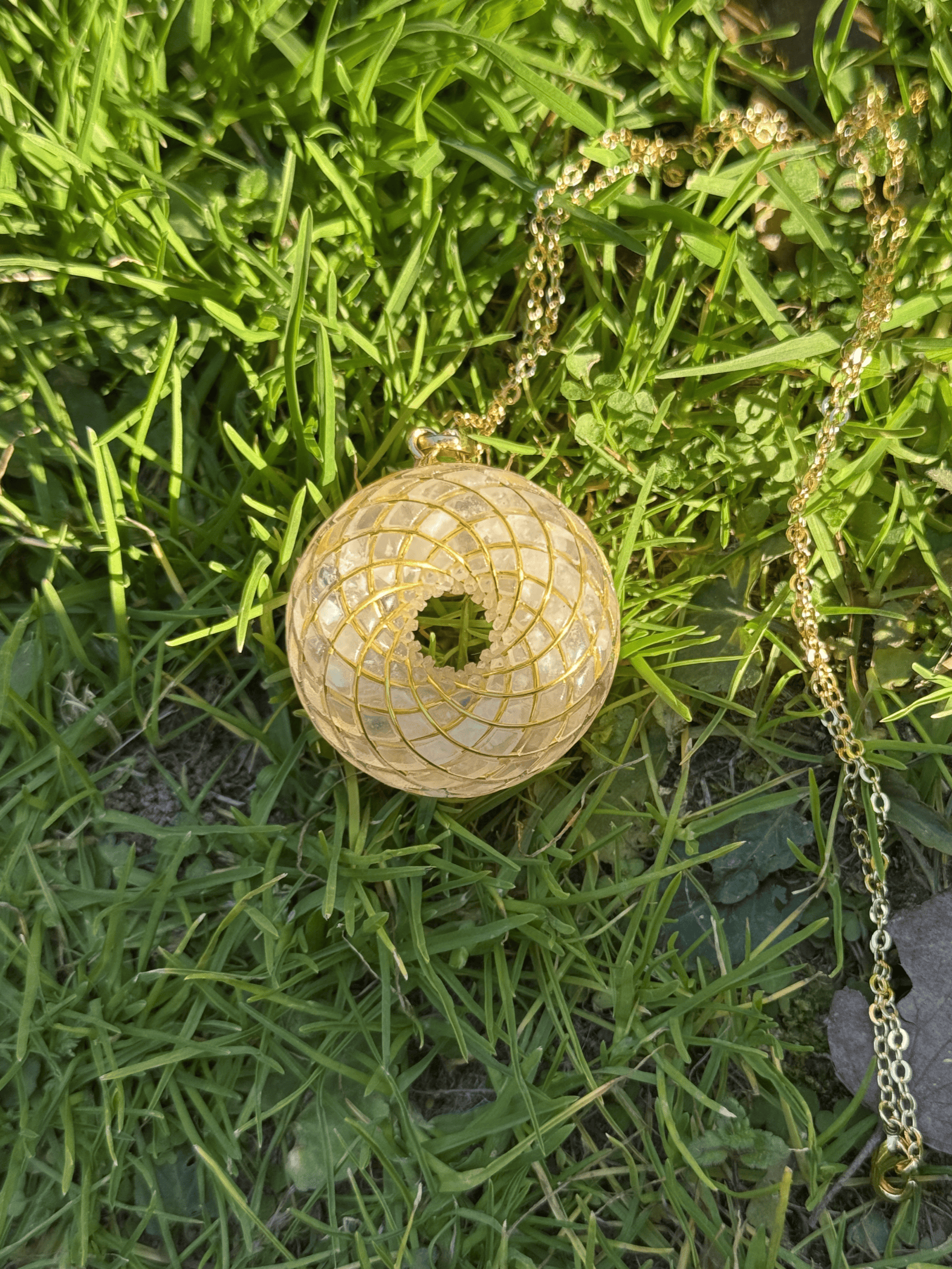 Spiritual gift Rodin Coil Torus Orgone Pendant Quartz Crystal necklace flower of life