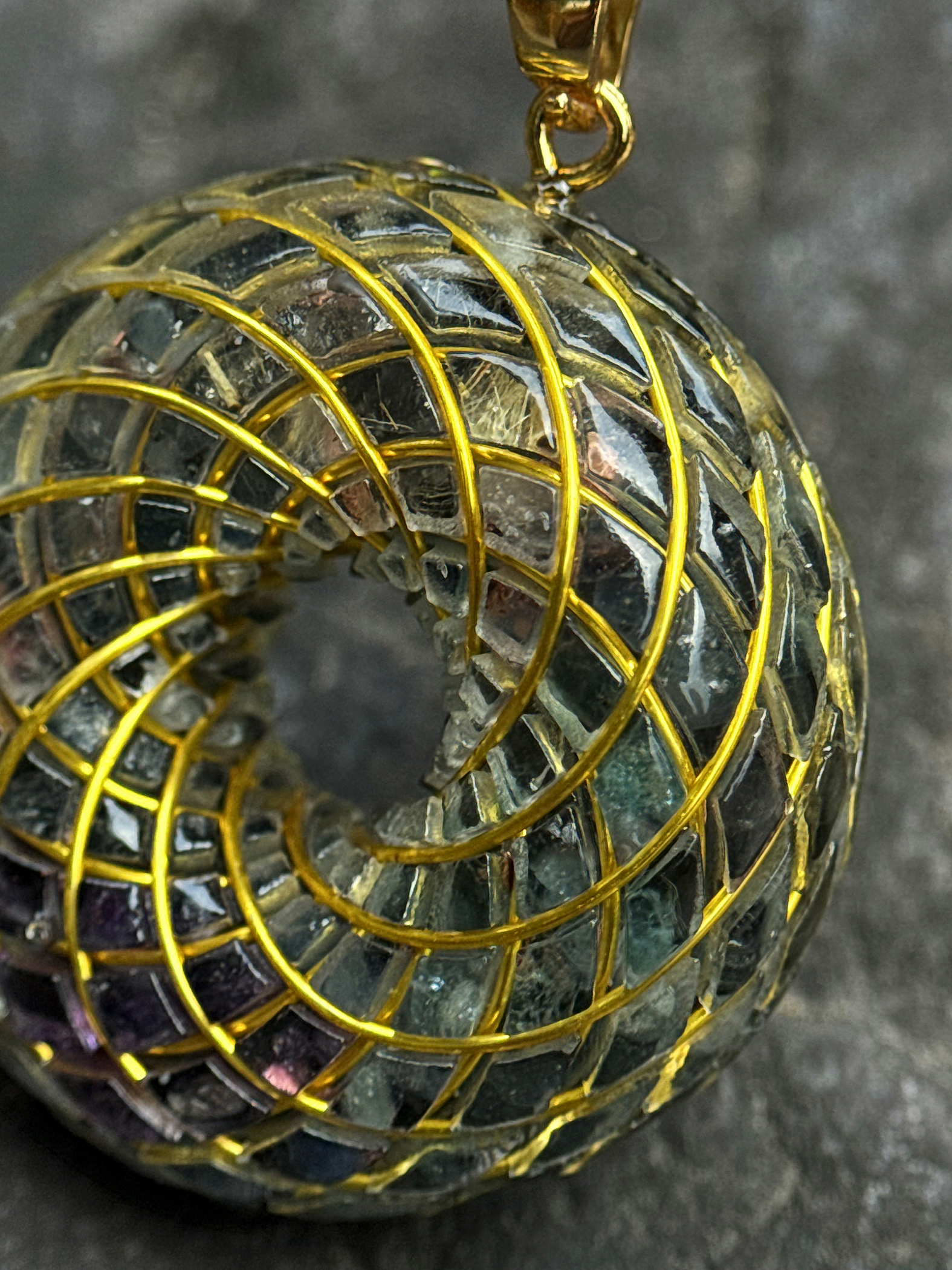 Spiritual gift Rodin Coil Torus Orgonite Pendant Quartz Crystal necklace flower of life