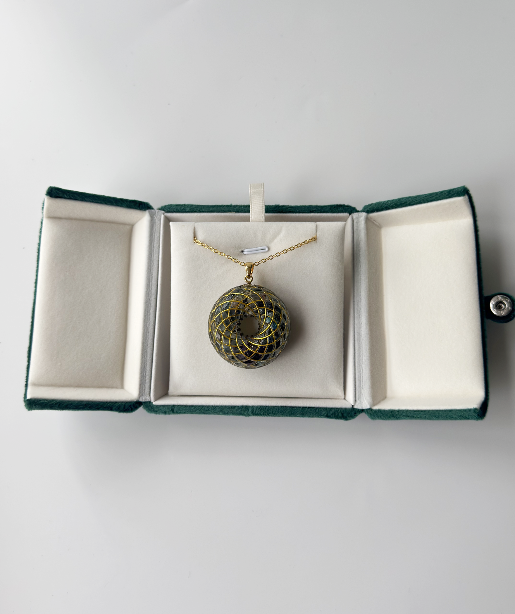 Spiritual gift Rodin Coil Torus Orgonite Pendant Quartz Crystal necklace flower of life