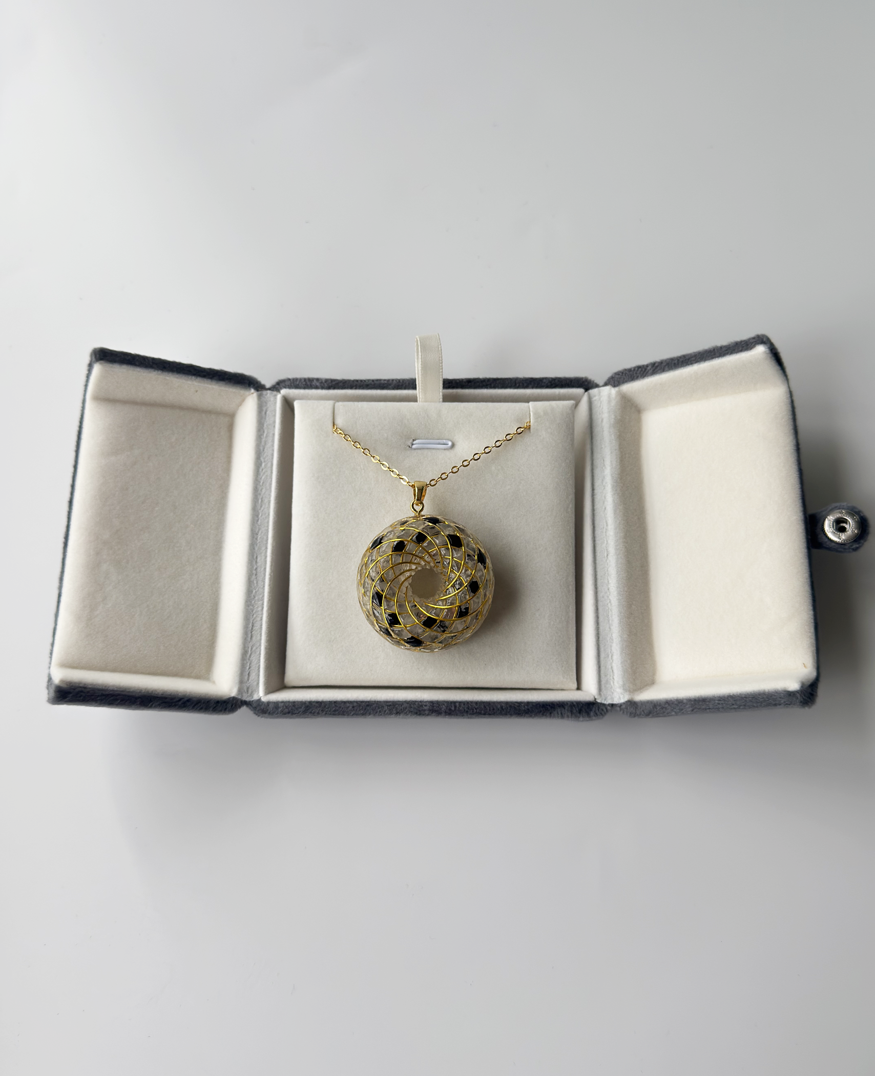 Spiritual gift Rodin Coil Torus Orgonite Pendant Quartz Crystal necklace flower of life