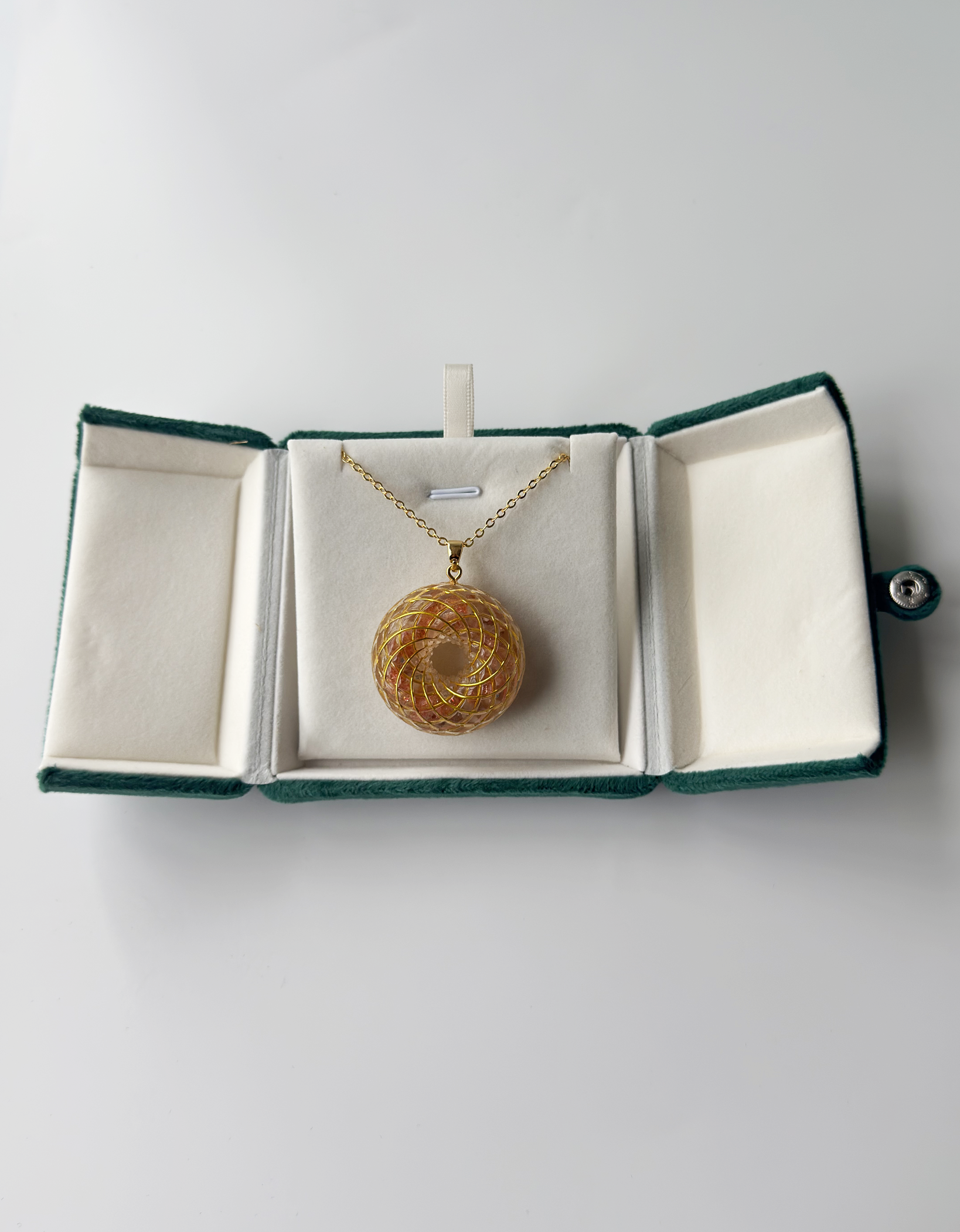 Spiritual gift Rodin Coil Torus Orgonite Pendant Quartz Crystal necklace flower of life